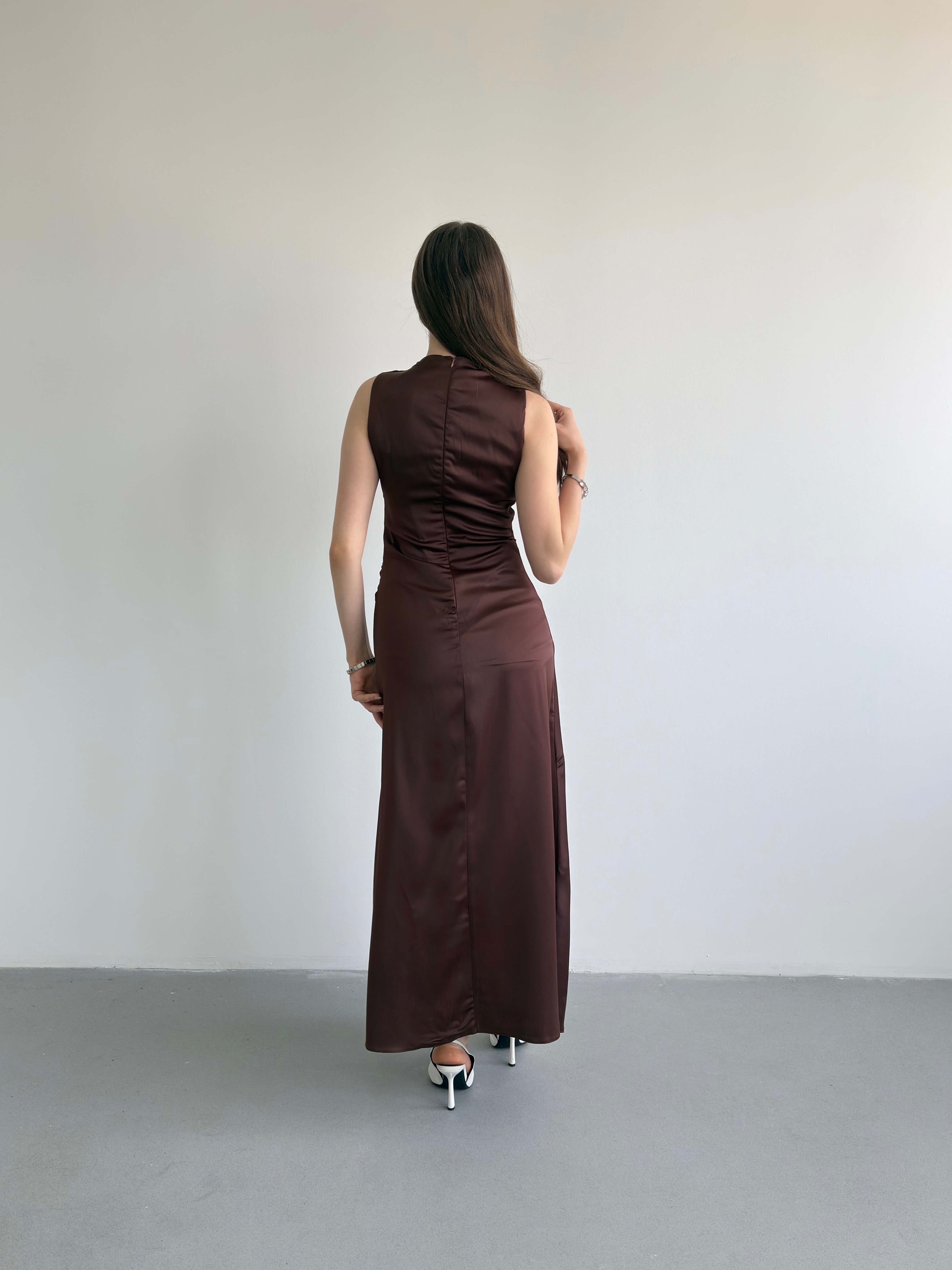 Bel Drapeli Maxi Elbise