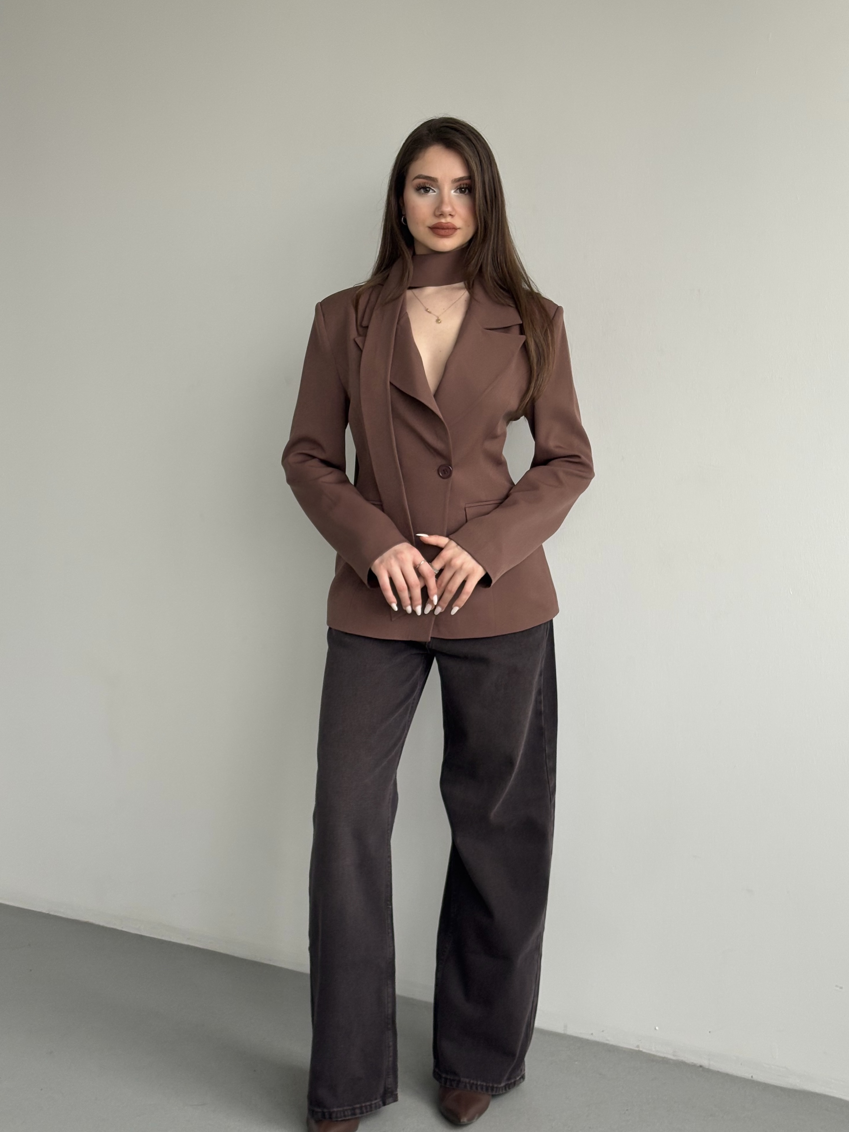 Belden Oturtmalı Şal Yaka Detaylı Blazer Ceket