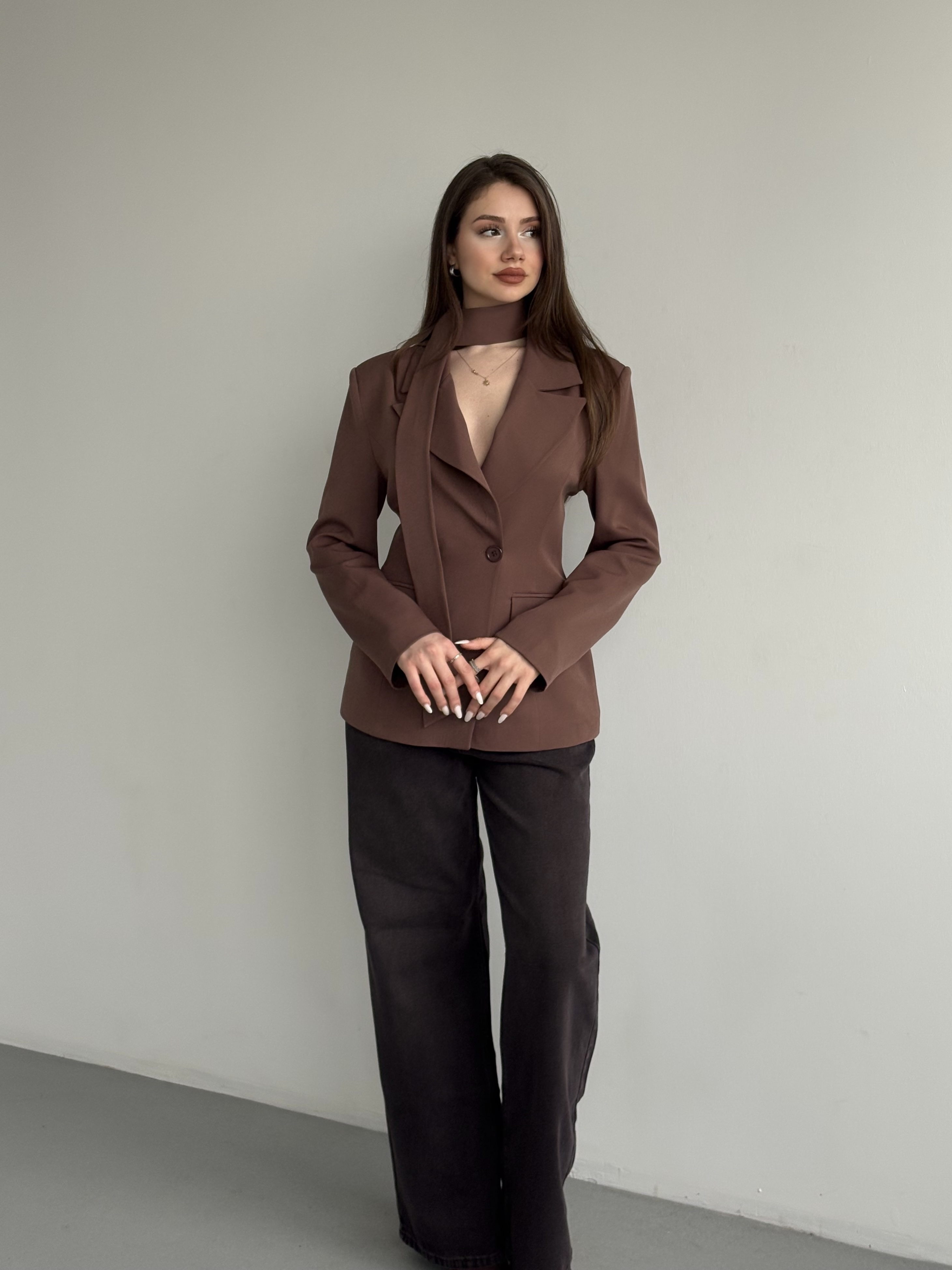 Belden Oturtmalı Şal Yaka Detaylı Blazer Ceket