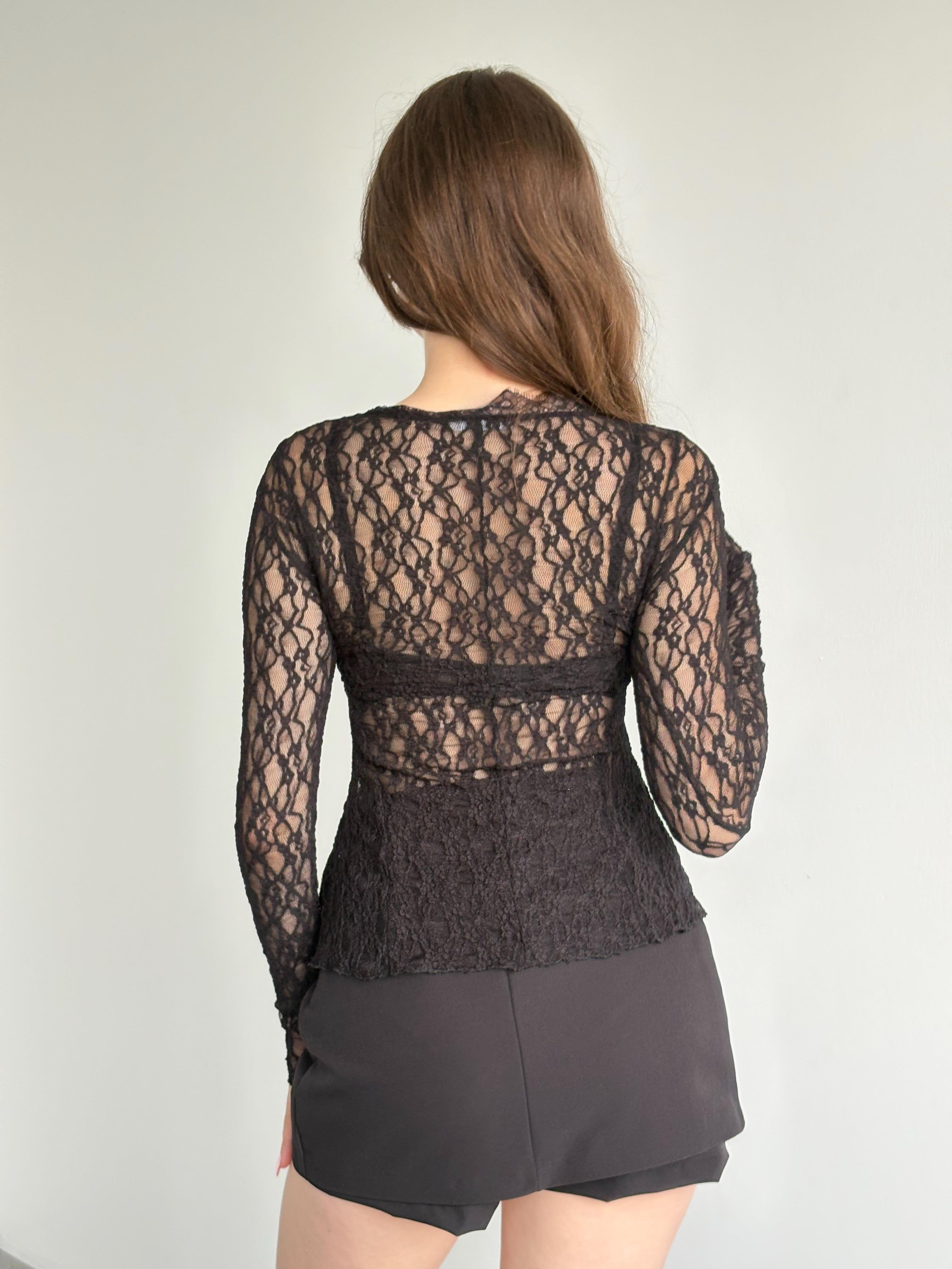 Bisiklet Yaka Dantel Bluz 