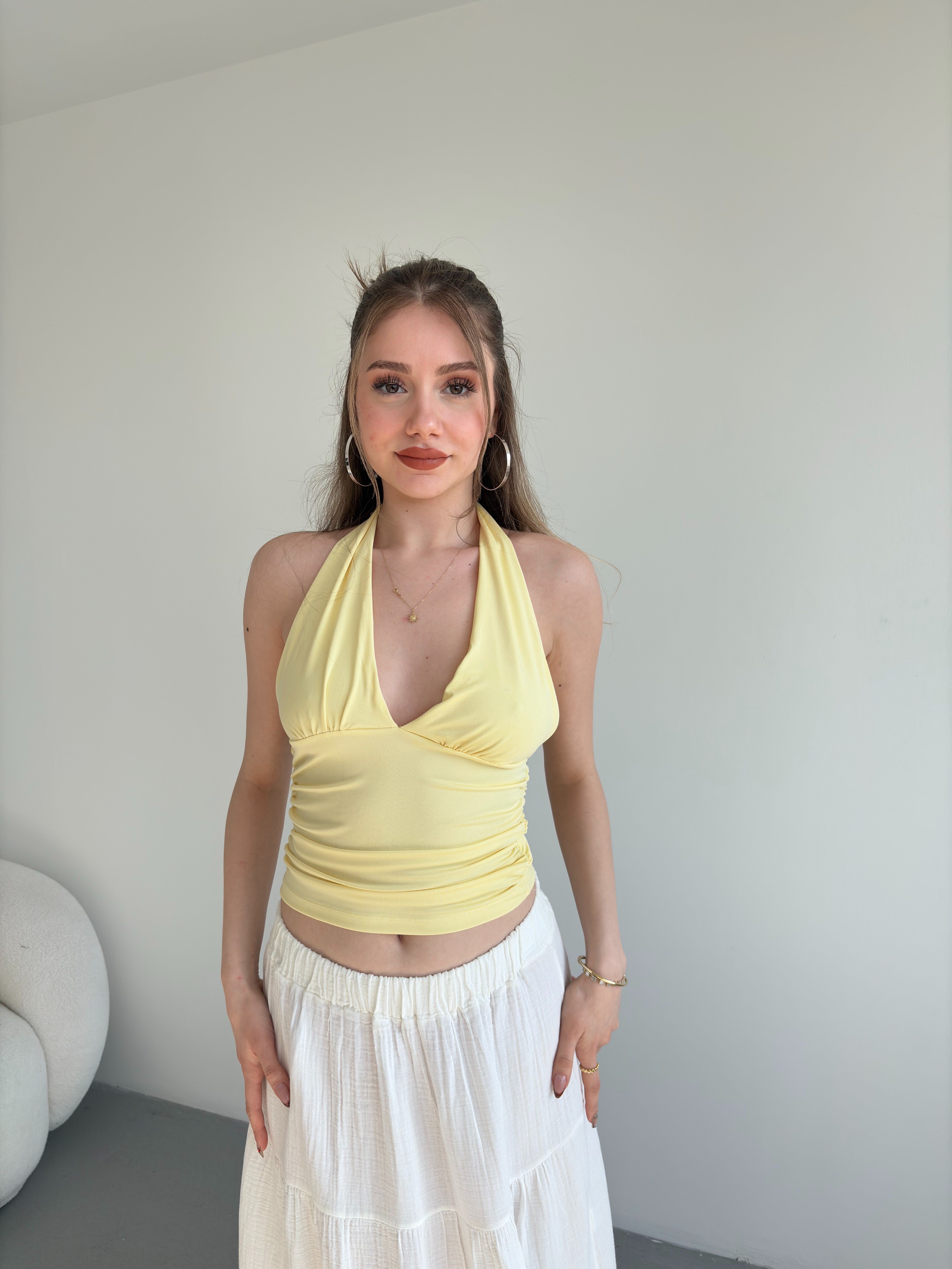 Boyundan Bağlamalı Büzgülü Crop