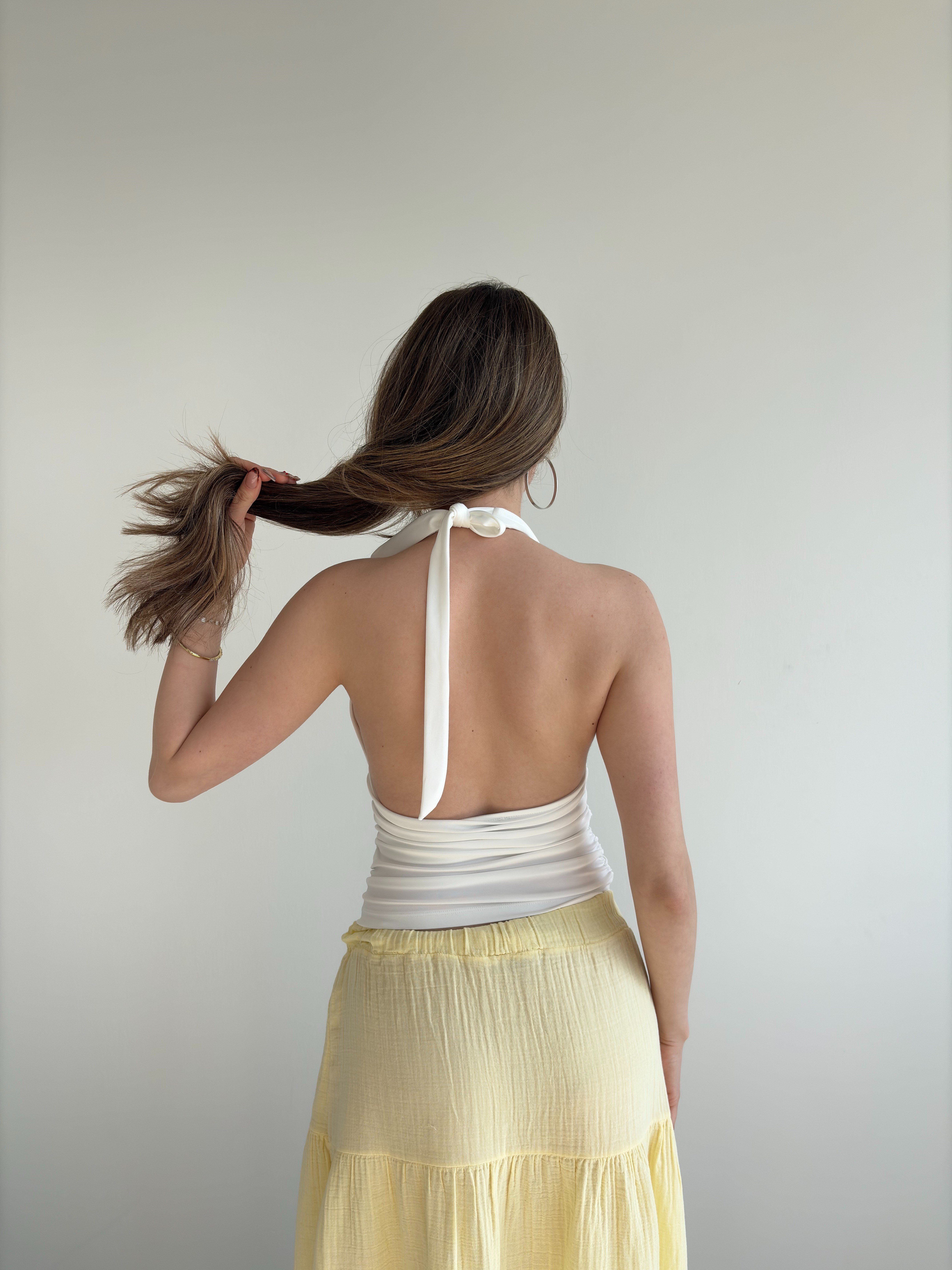 Boyundan Bağlamalı Büzgülü Crop