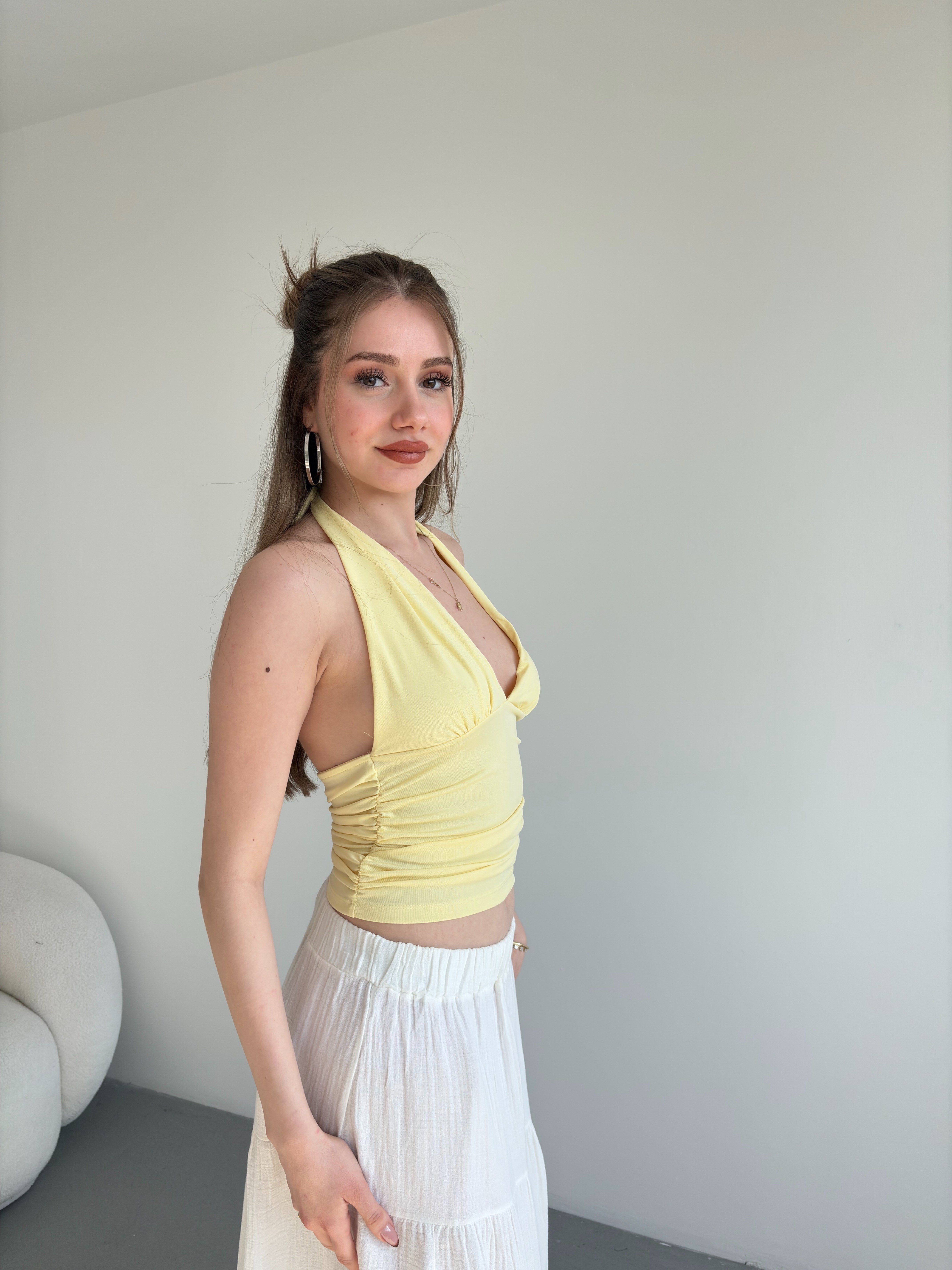 Boyundan Bağlamalı Büzgülü Crop