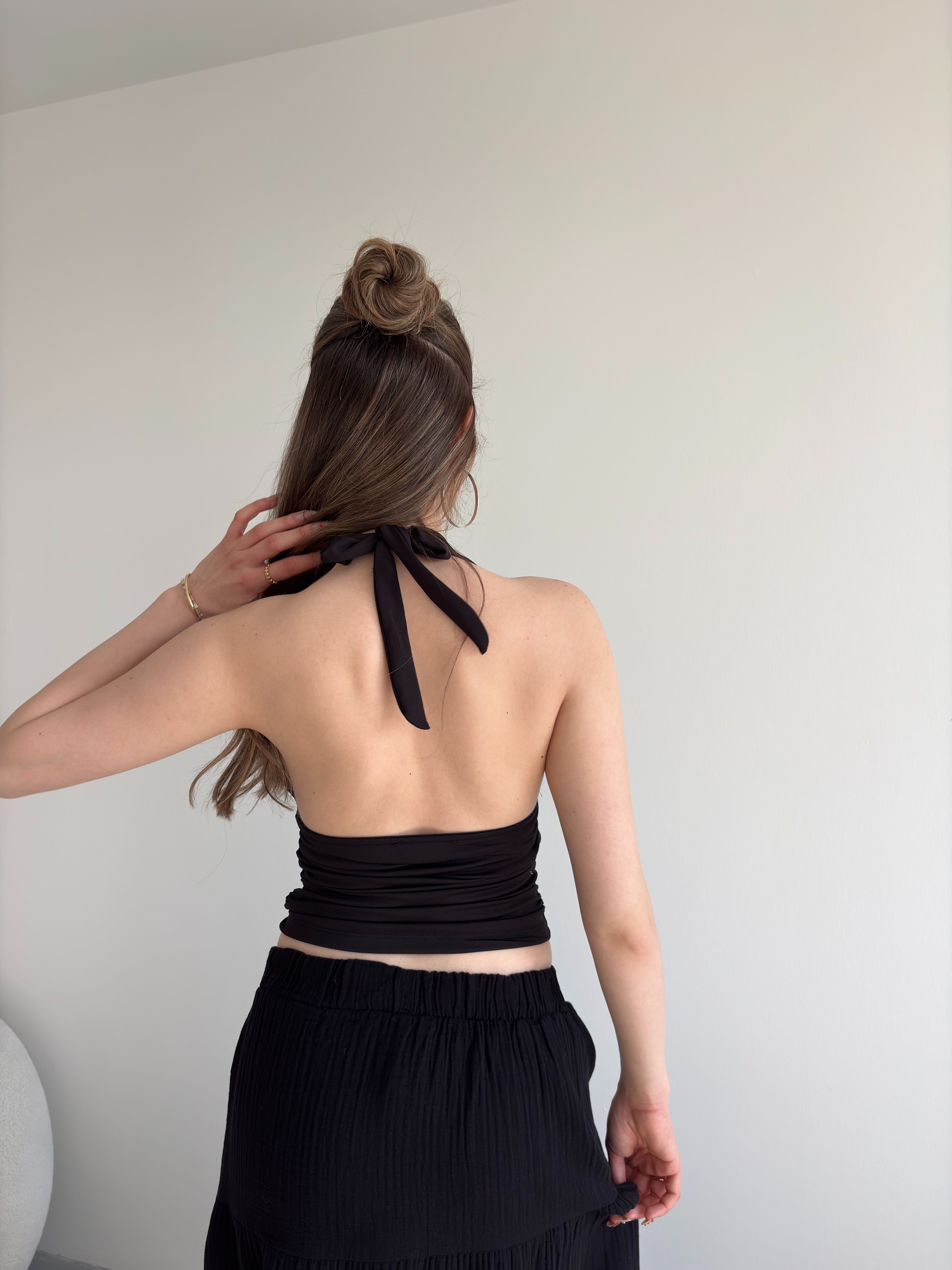 Boyundan Bağlamalı Büzgülü Crop