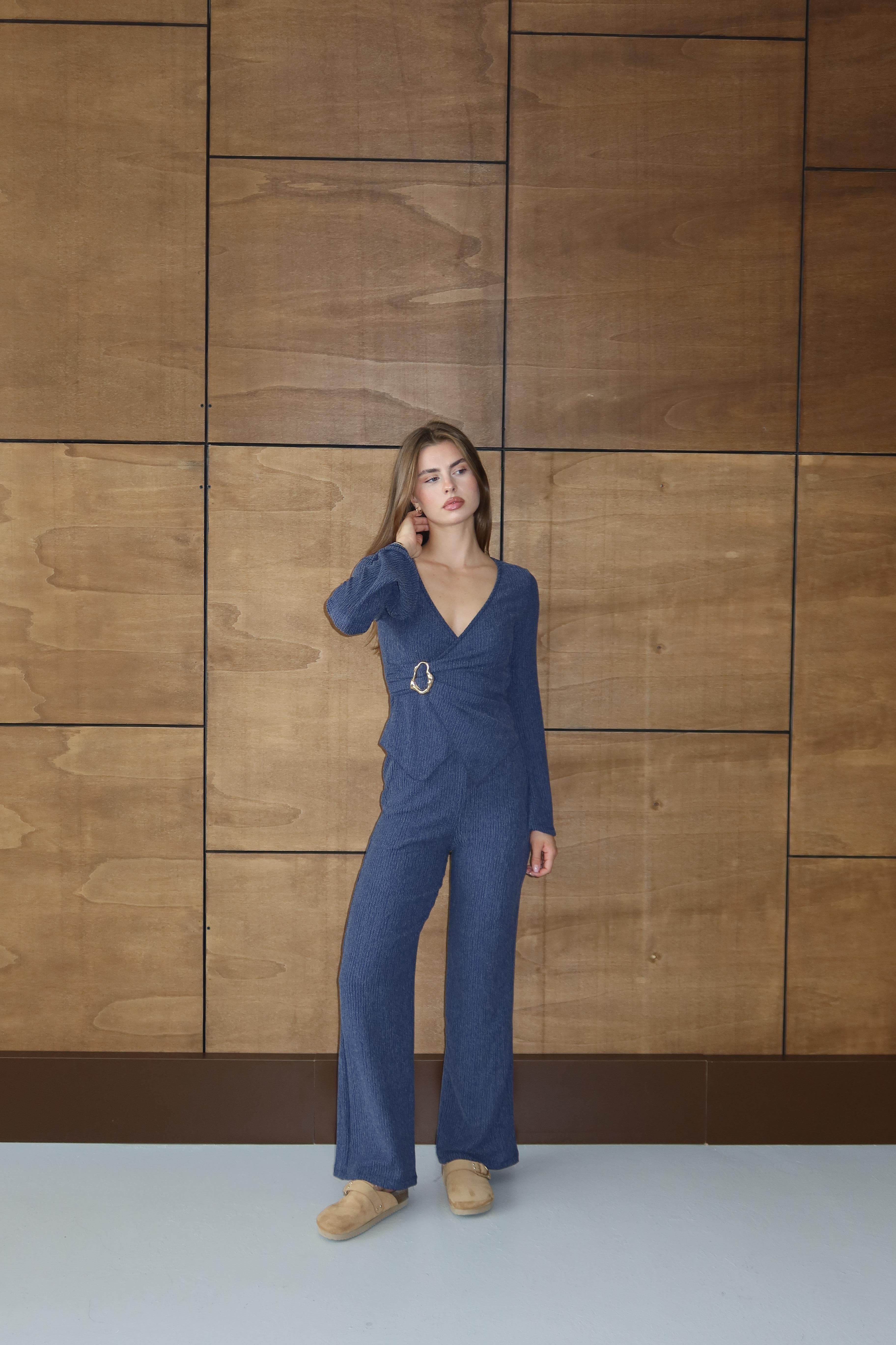 Bürümcük Tokalı Bluz Pantolon Takım