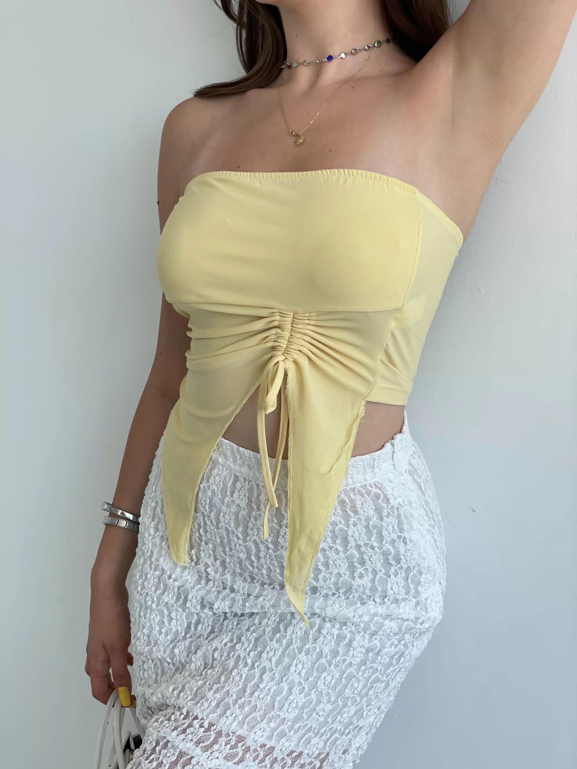 Büzgülü Asimetrik Crop