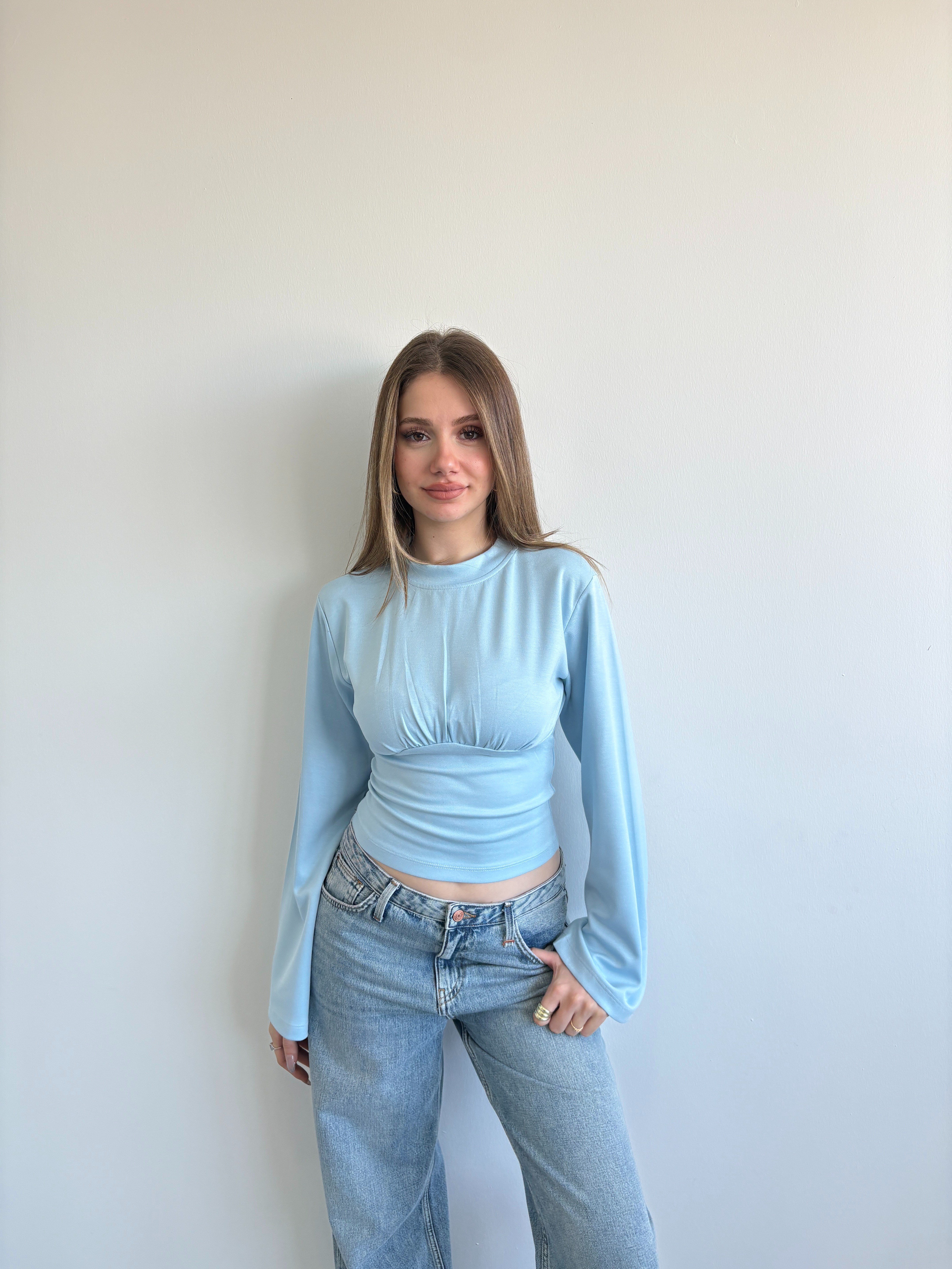 Büzgülü Yarasa Bluz