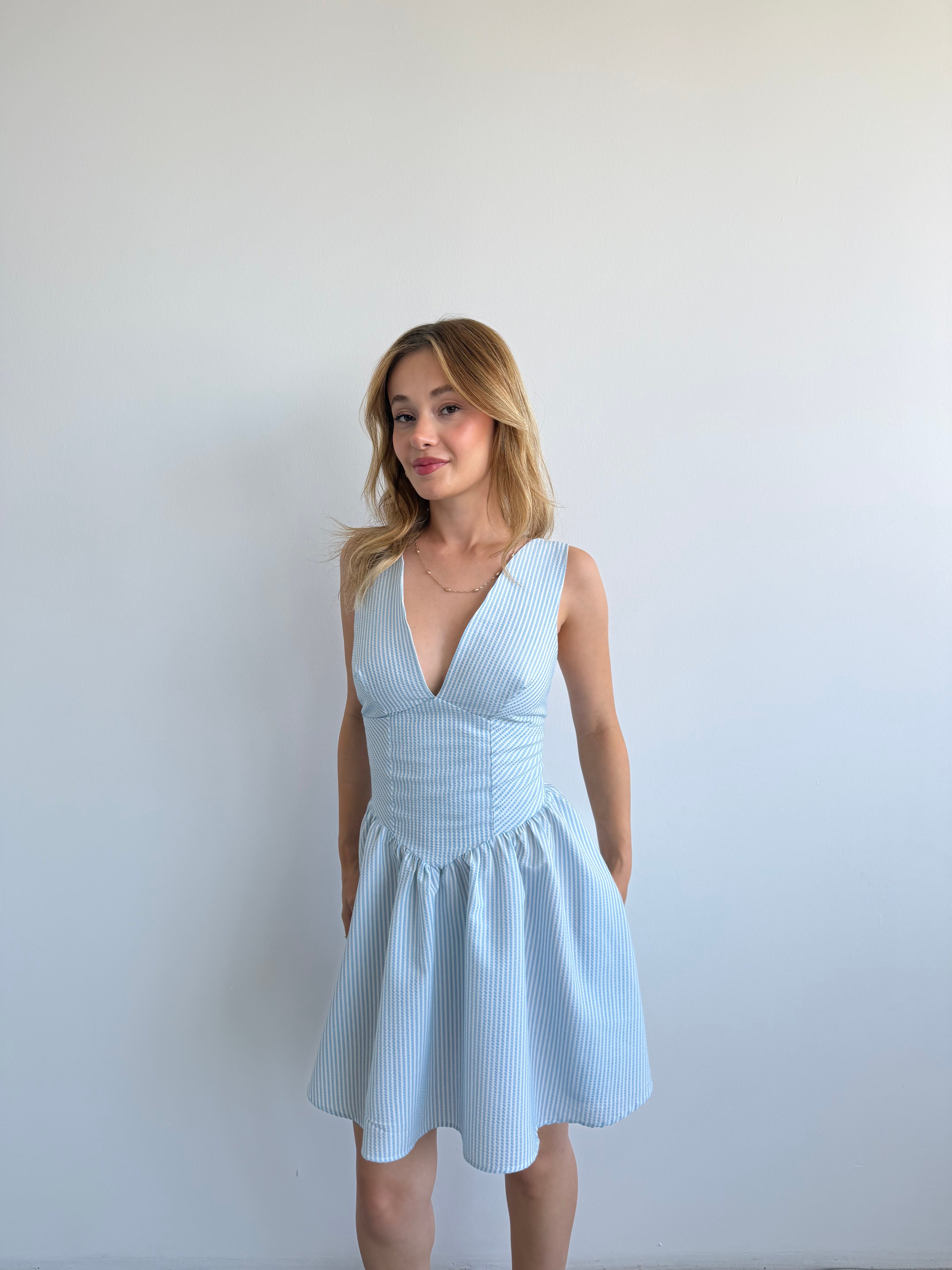 Çizgili Halter Elbise