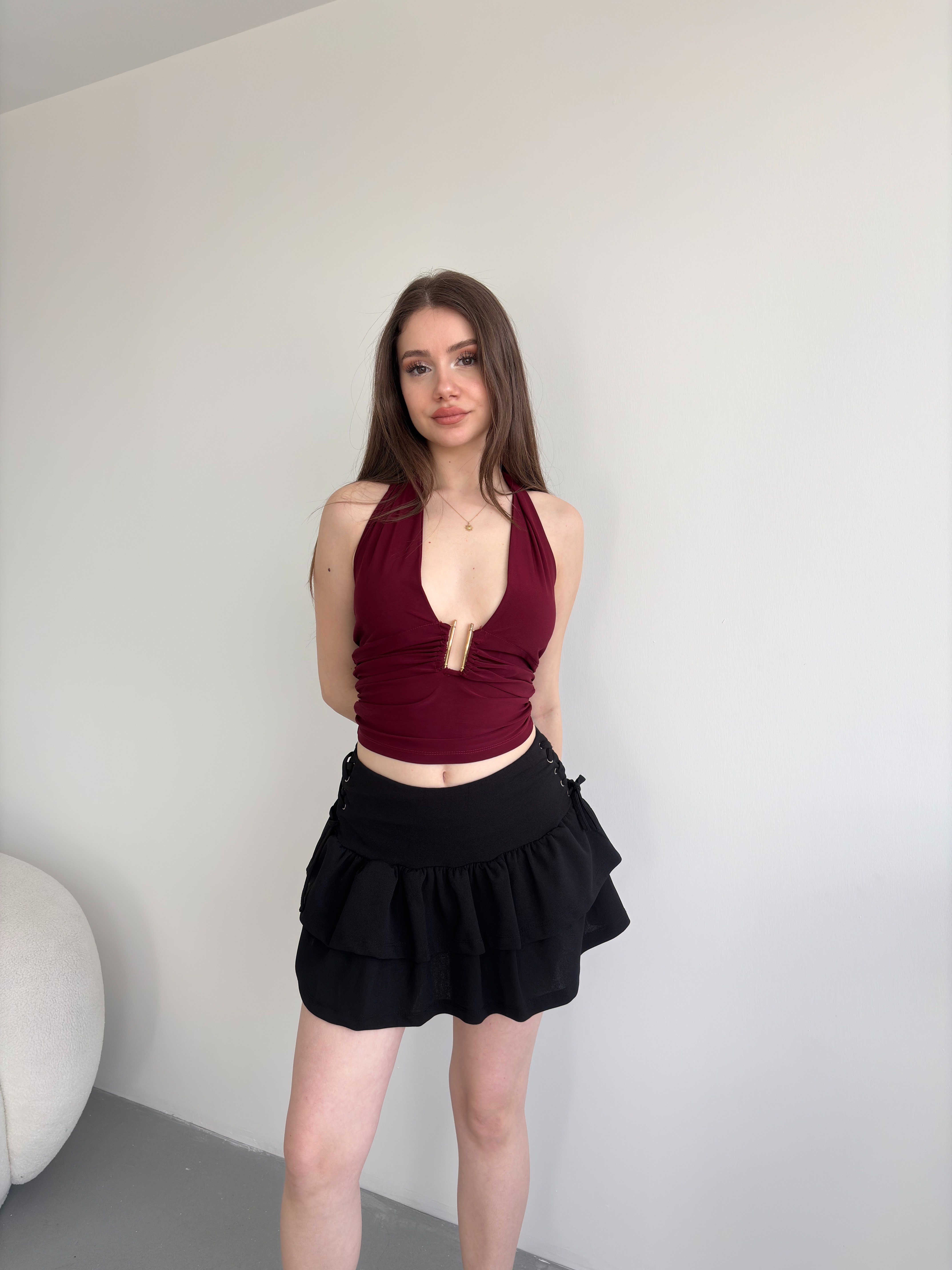 Crep Kuş Gözü Etek