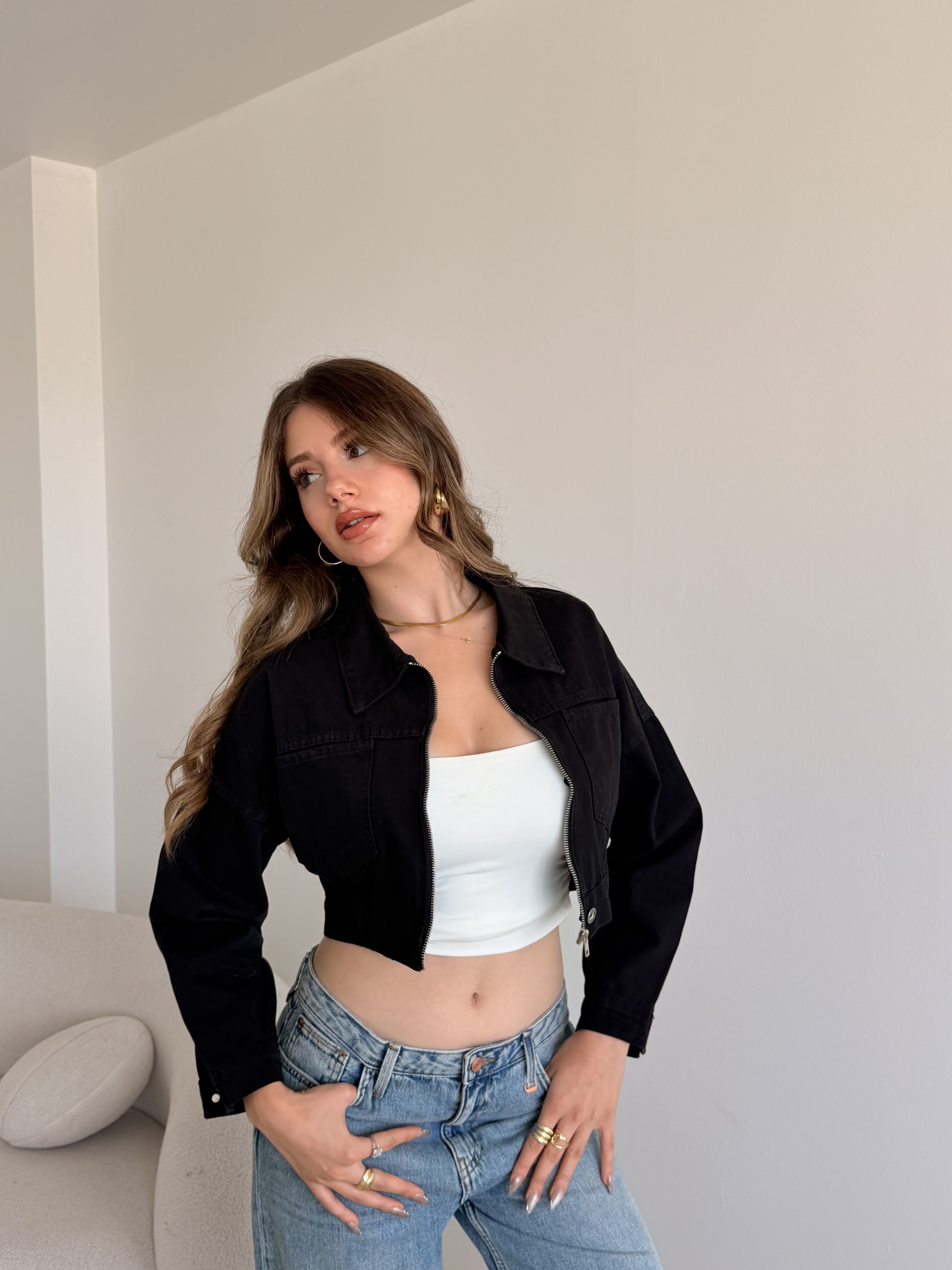 Crop Denim Ceket