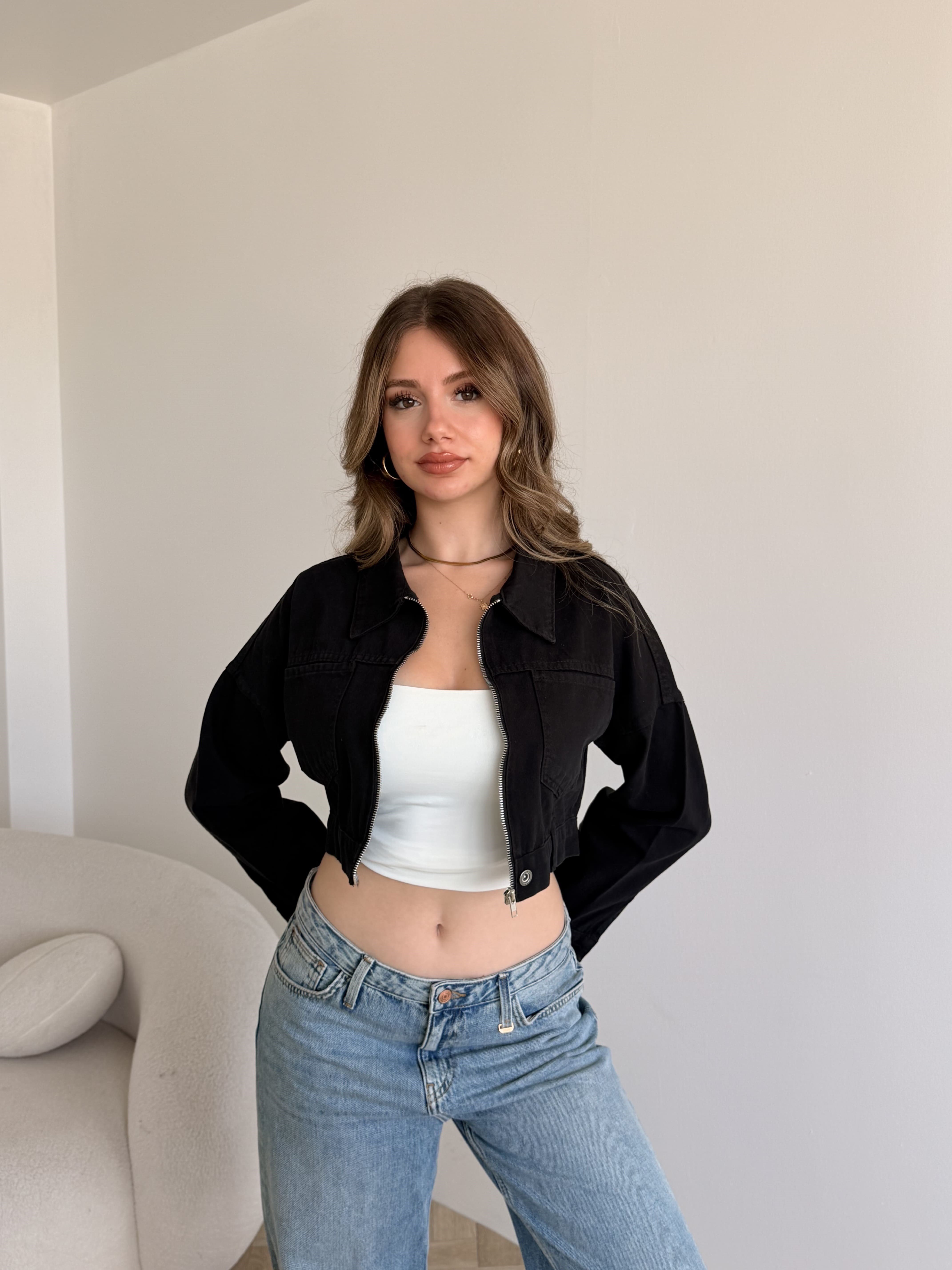 Crop Denim Ceket