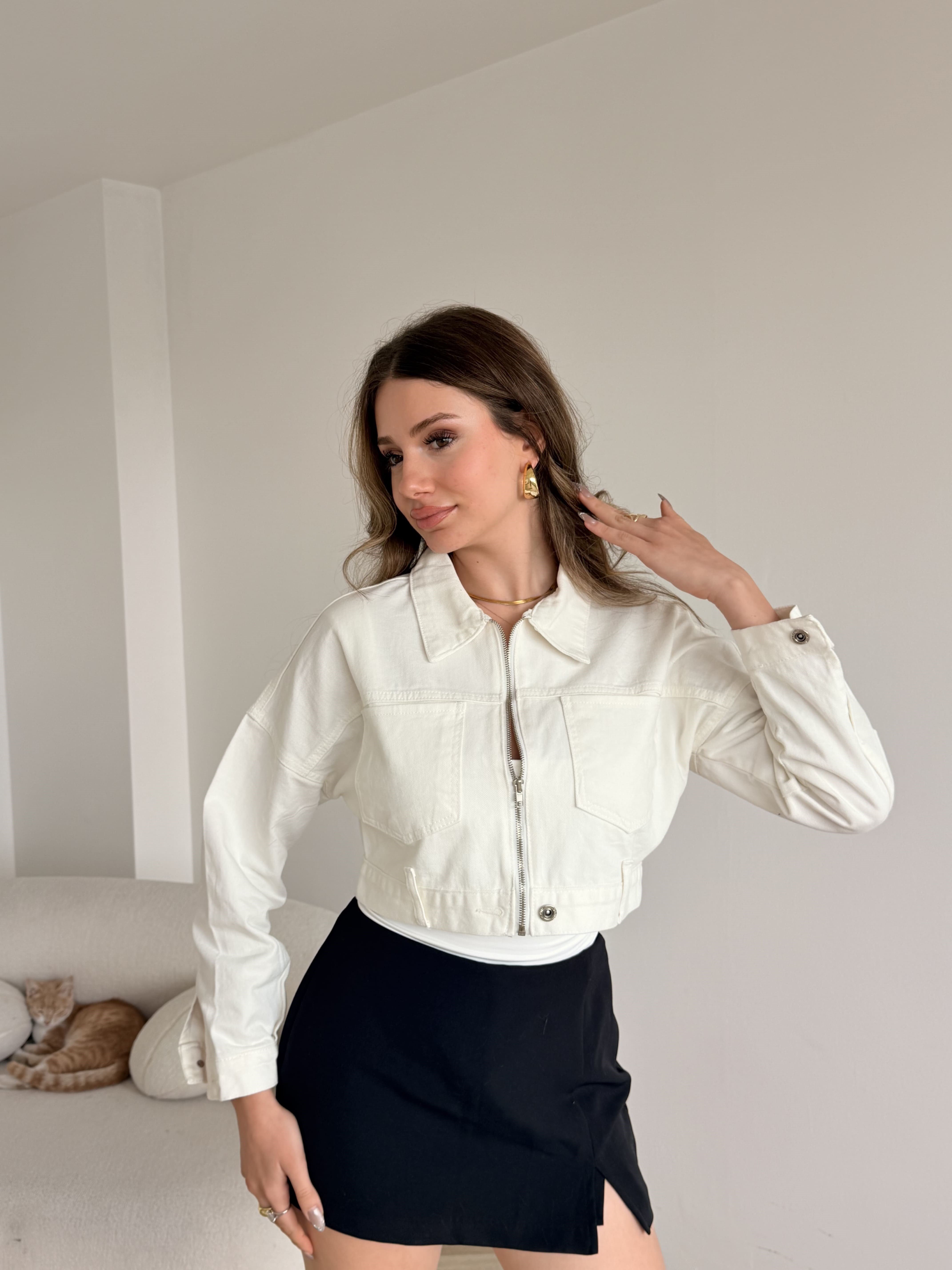 Crop Denim Ceket