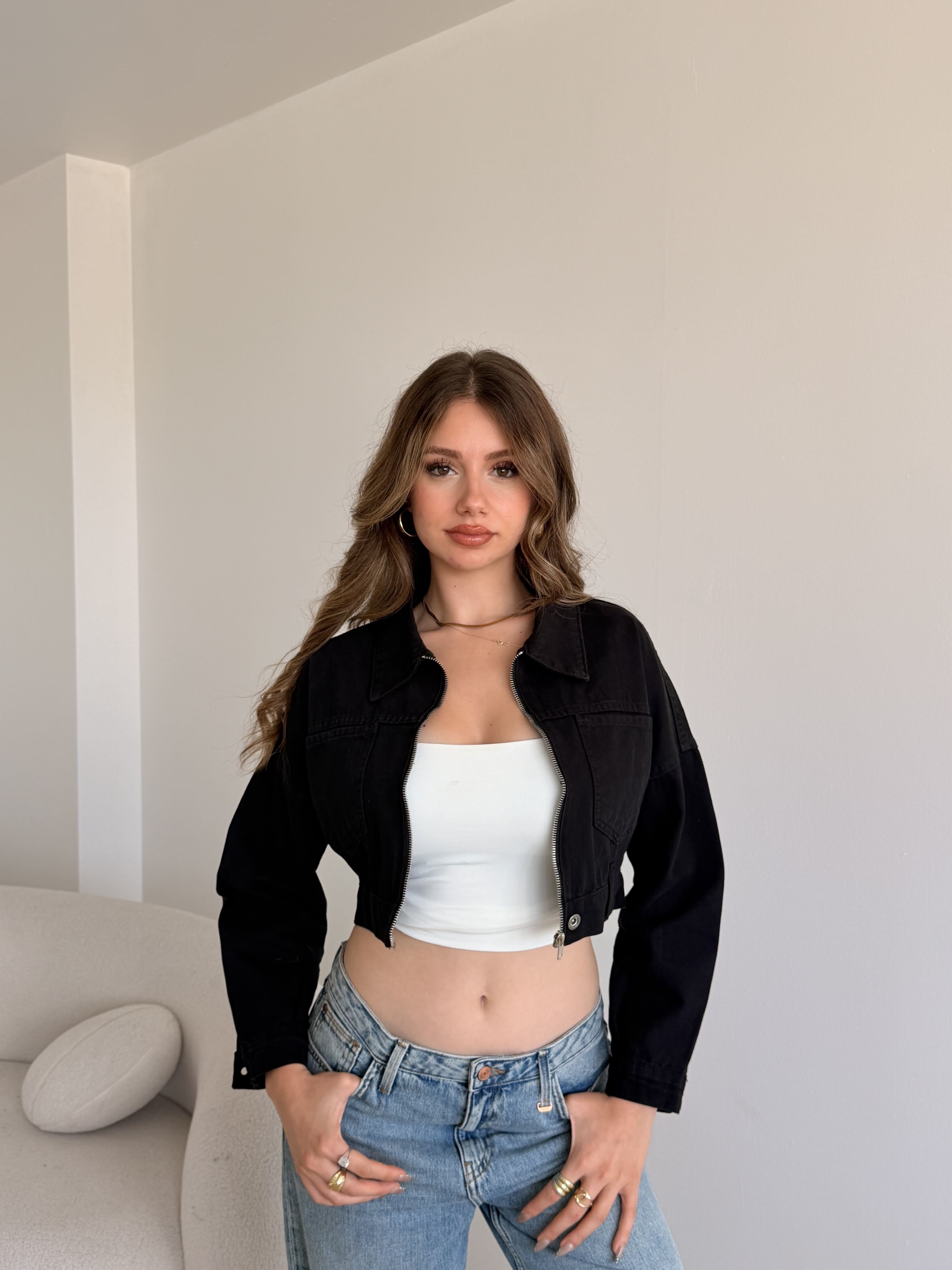 Crop Denim Ceket
