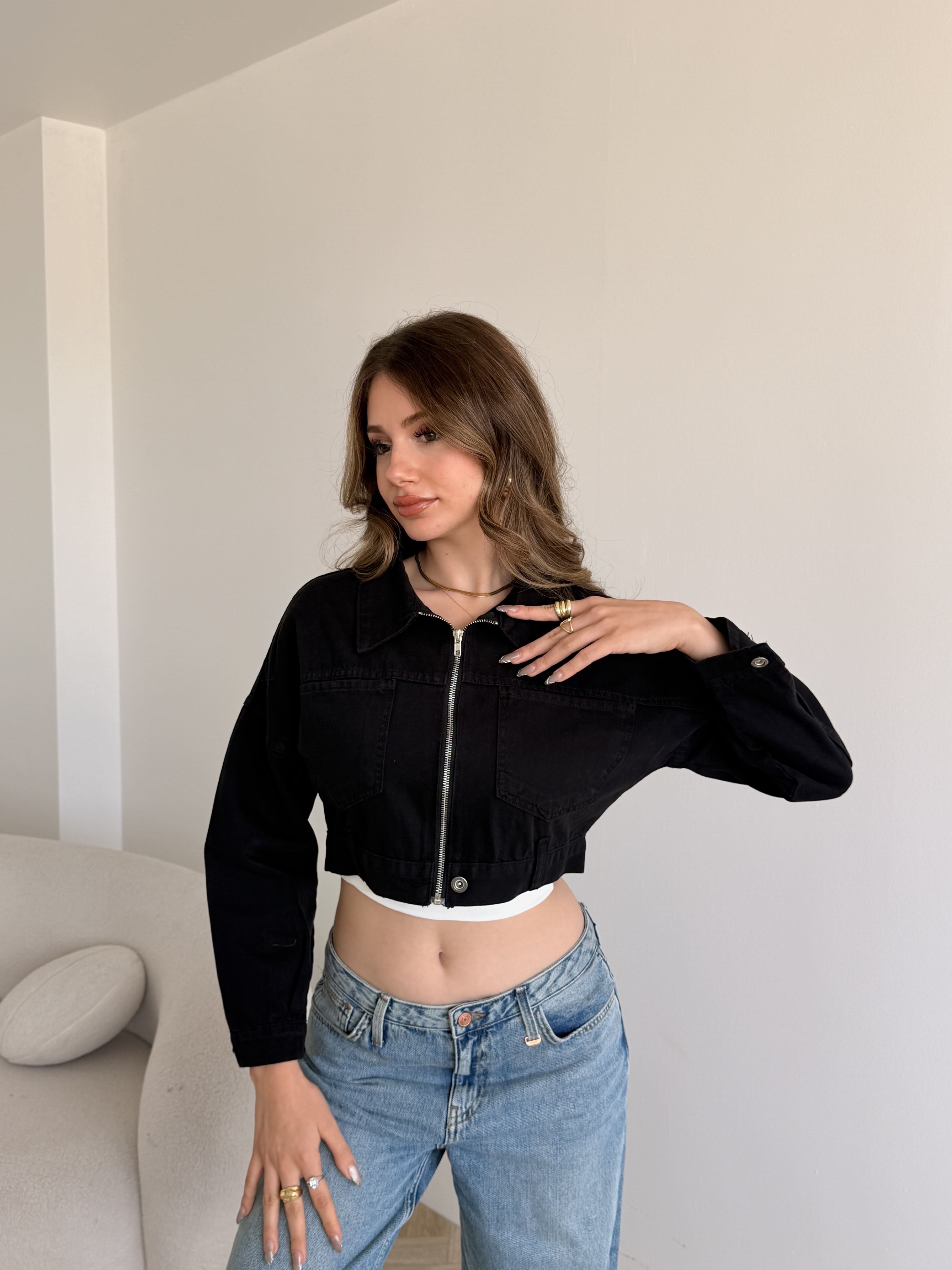 Crop Denim Ceket