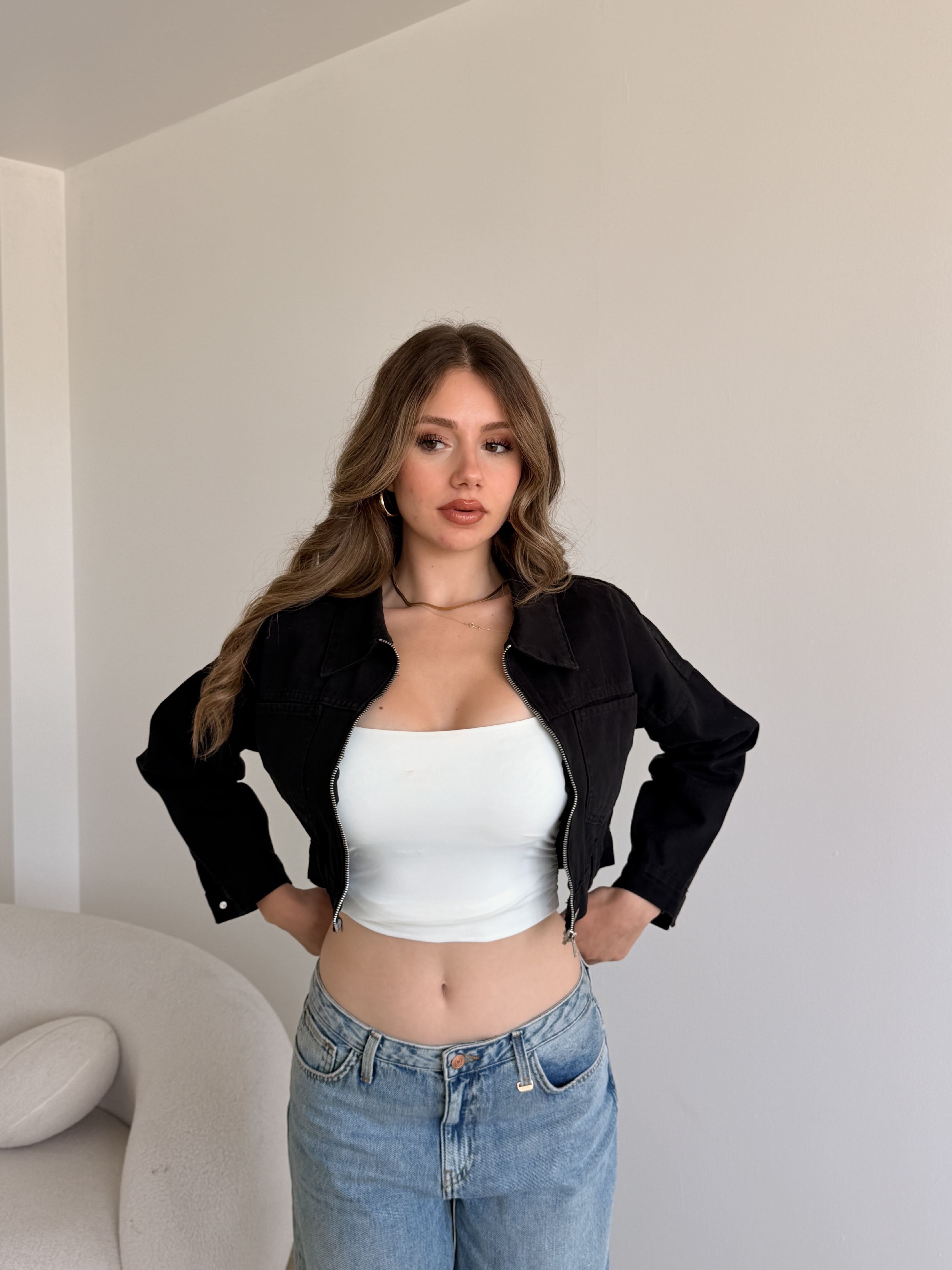 Crop Denim Ceket