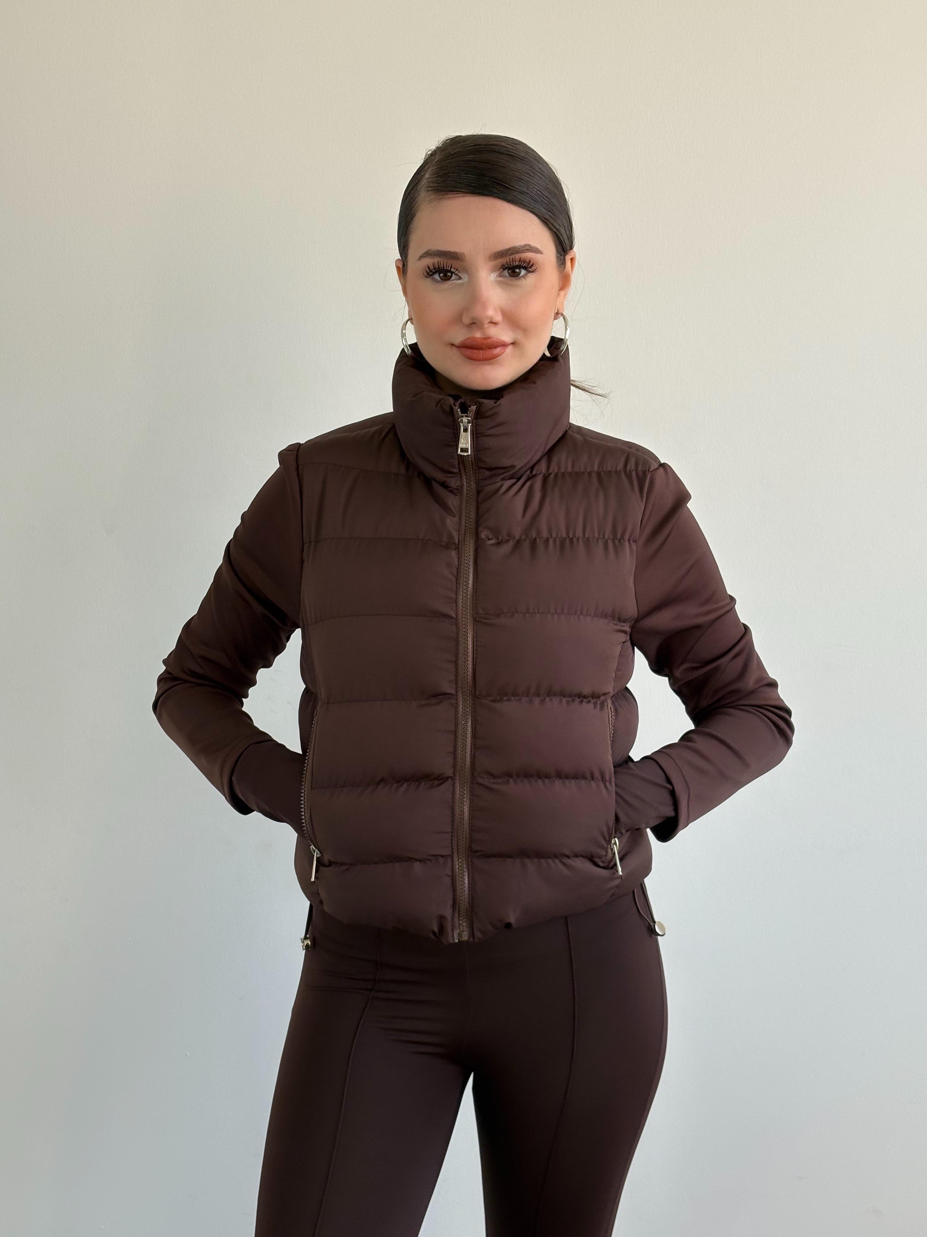 Crop Fermuarlı Şişme Mont