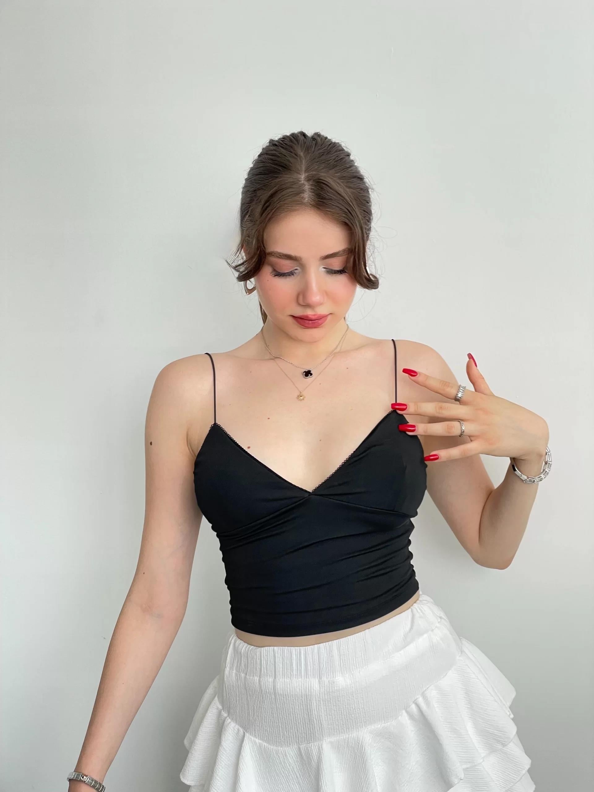 Dalgıç Kumaş Askılı Crop