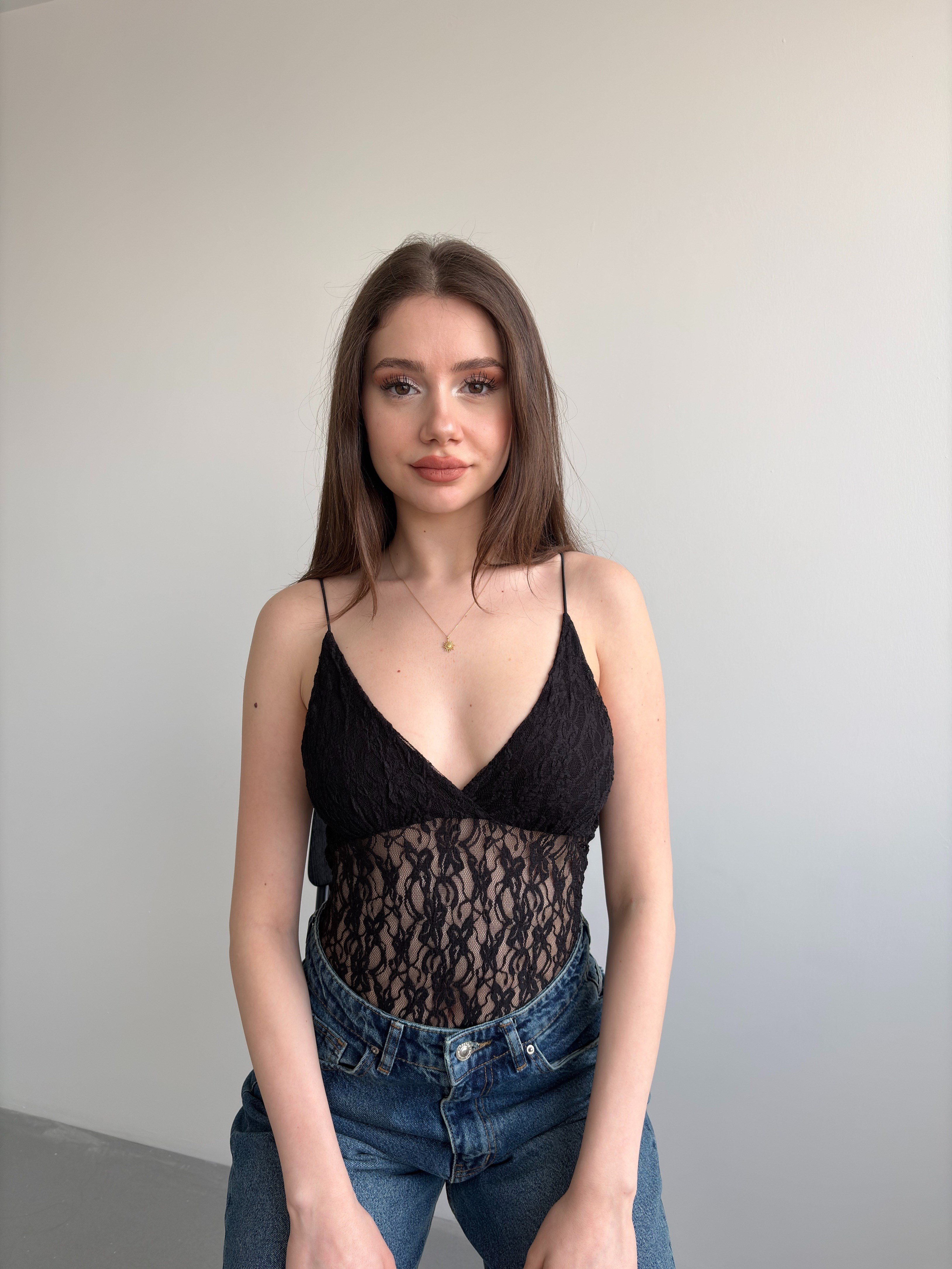Dantel Askılı Bodysuit