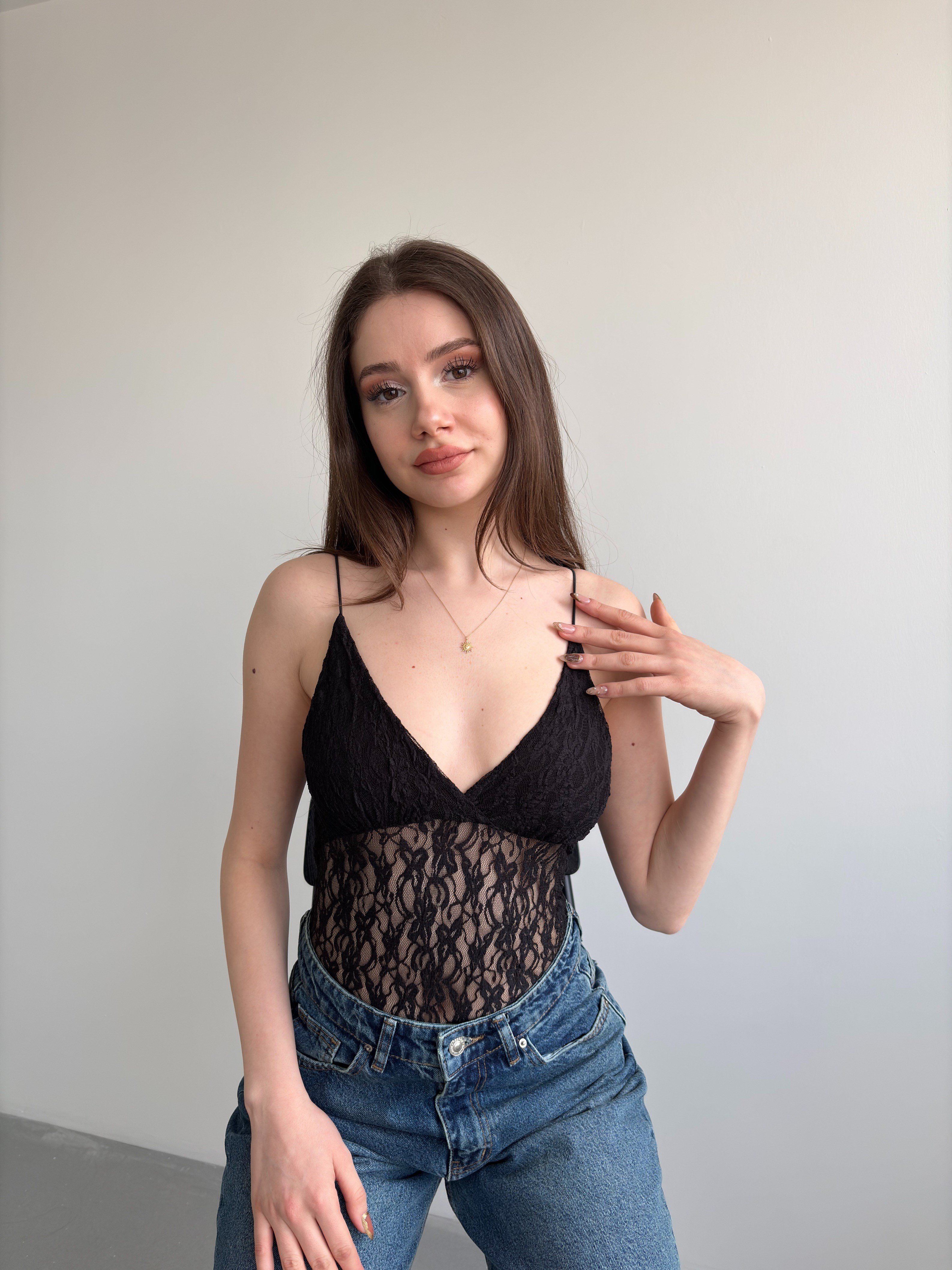 Dantel Askılı Bodysuit