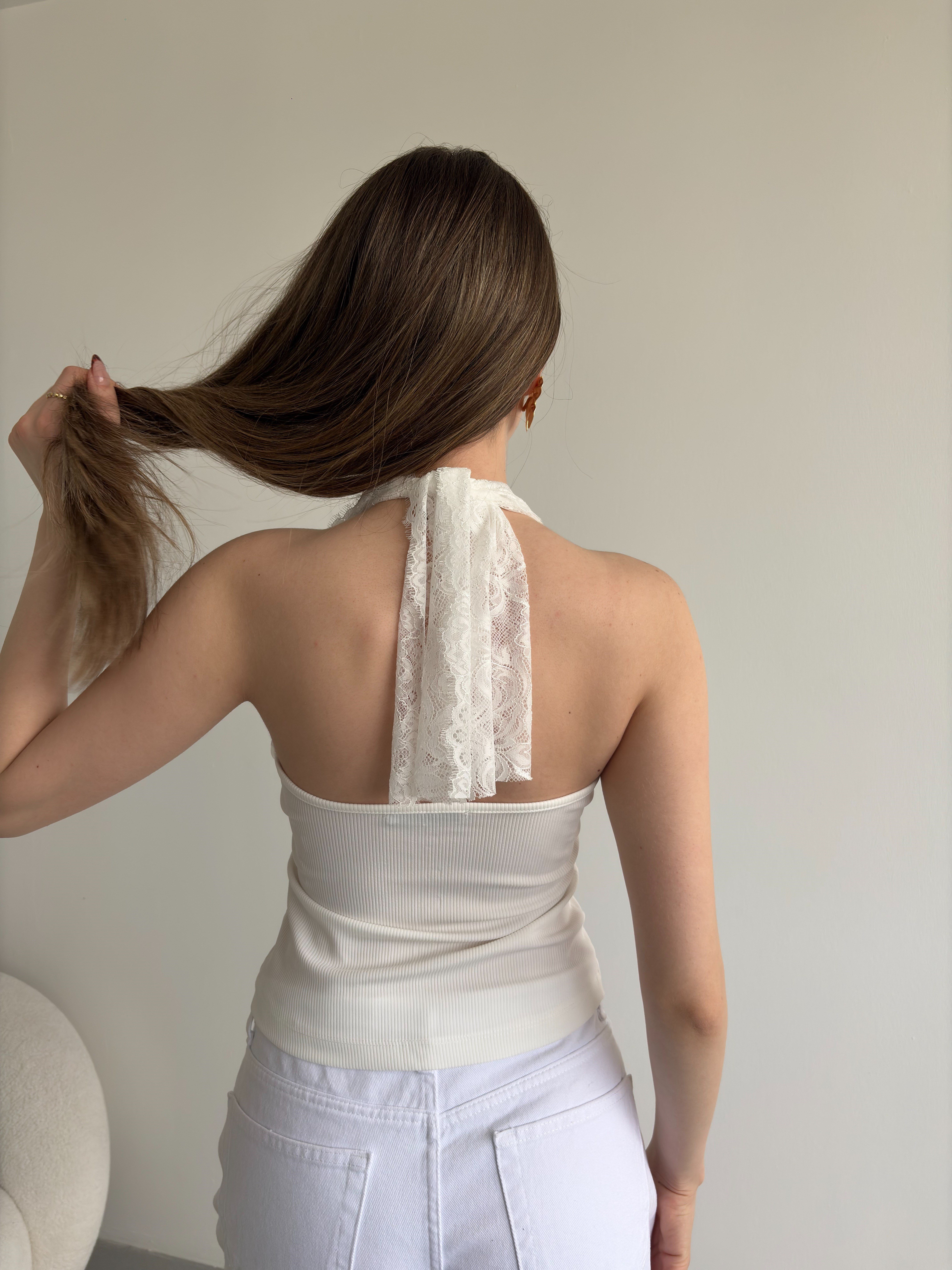 Dantel Askılı Karkorse Crop