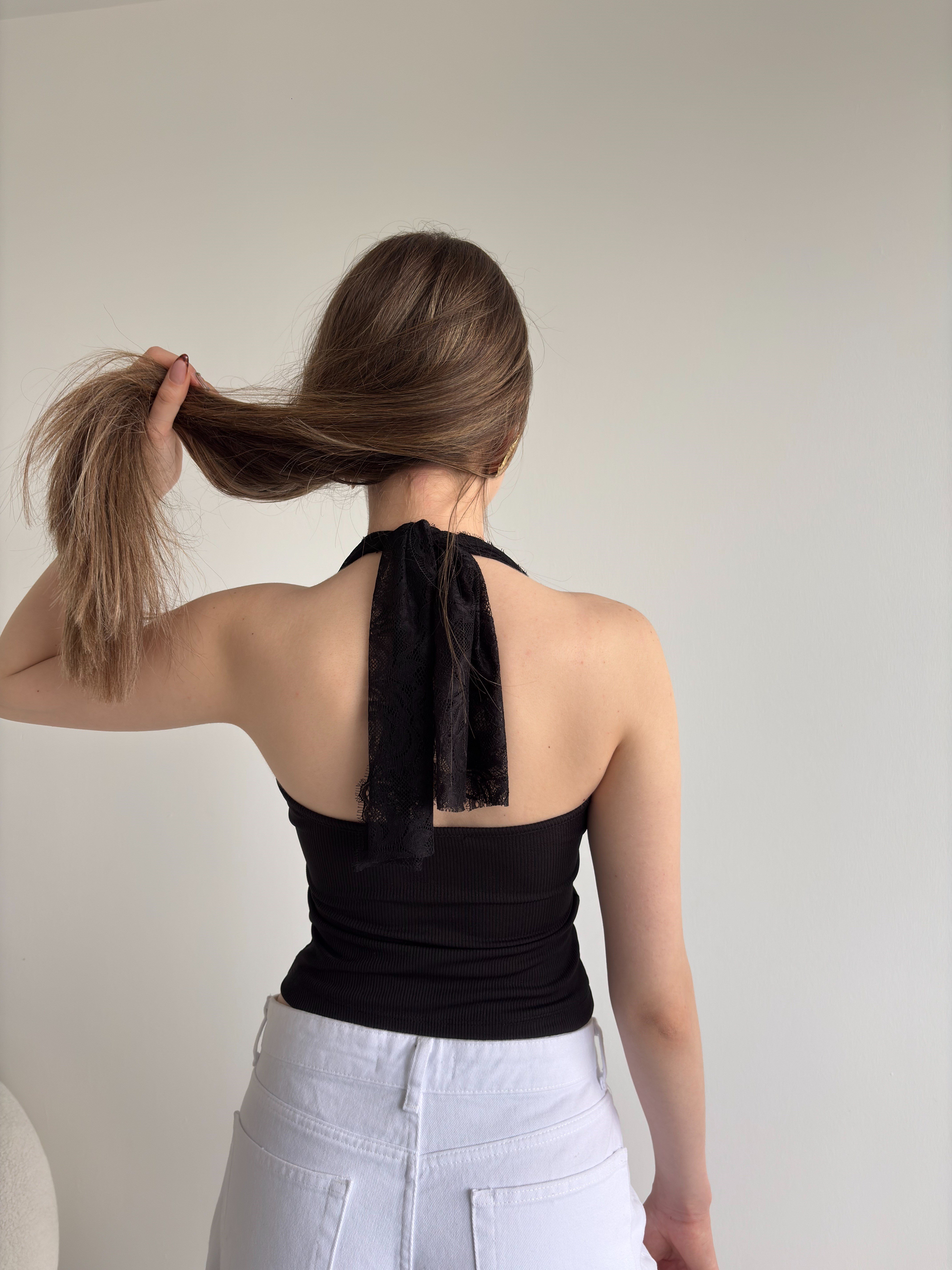 Dantel Askılı Karkorse Crop