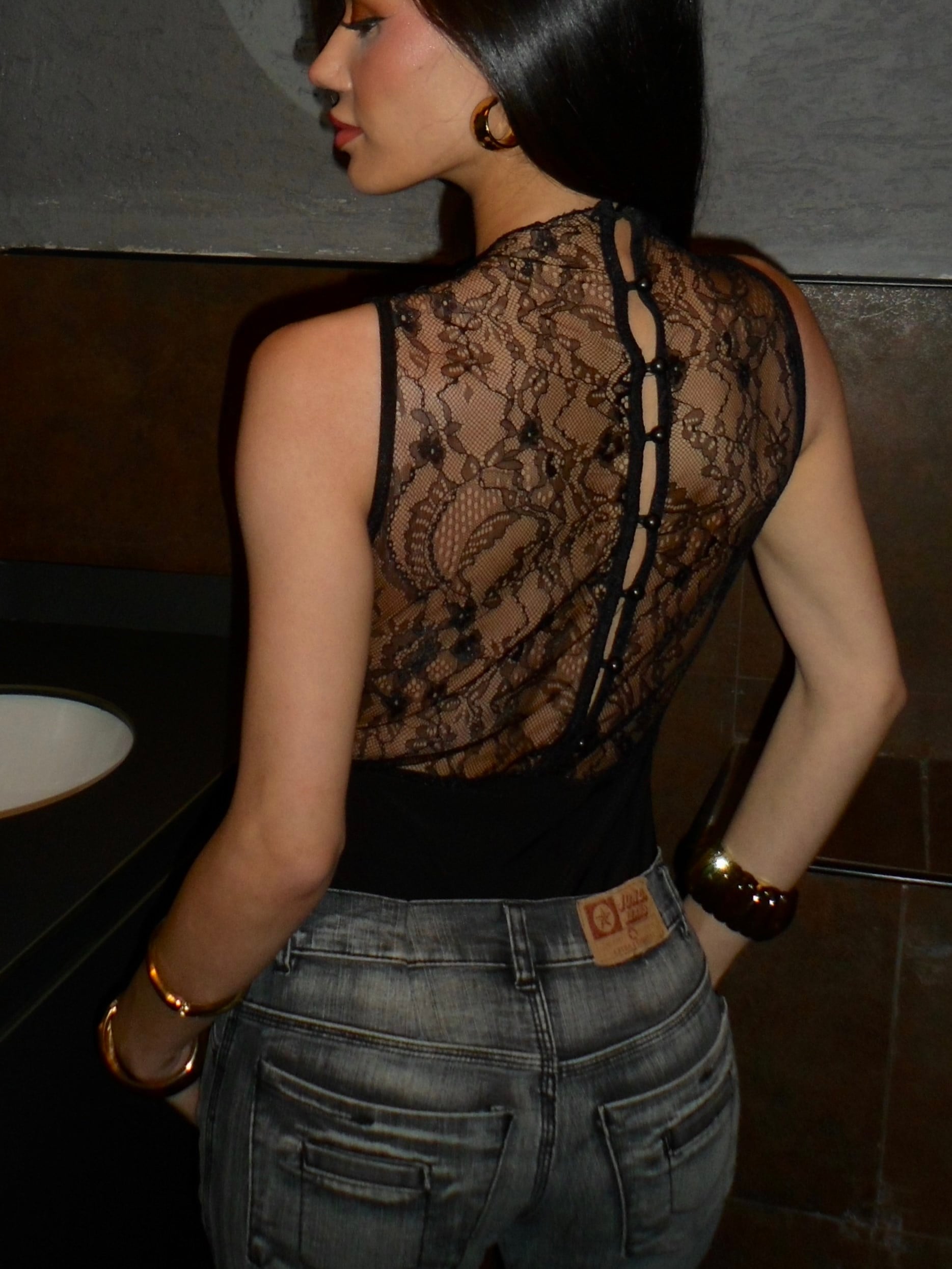 Dantel Detaylı Degaje Bodysuit