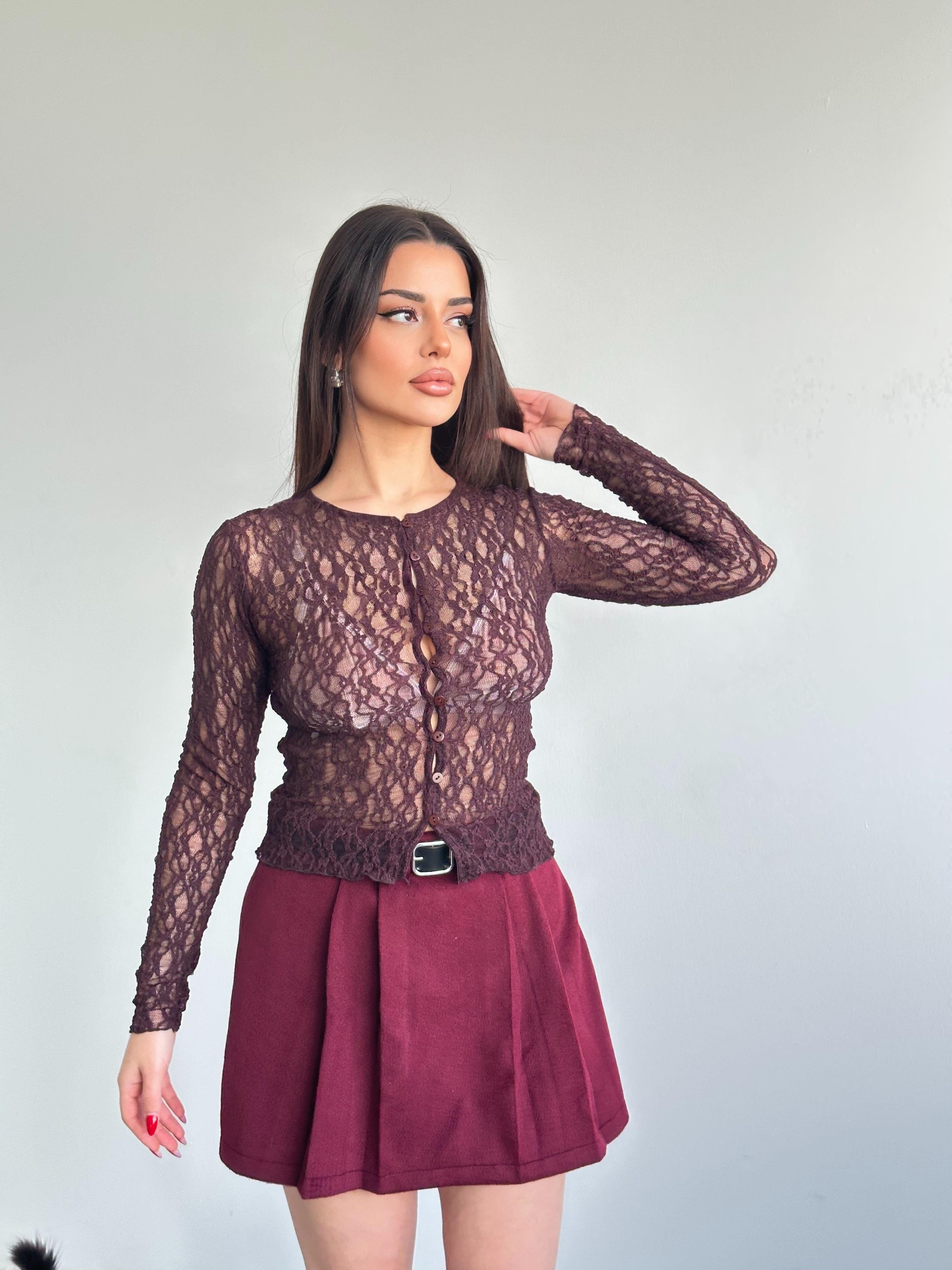 Dantel Düğmeli Bluz