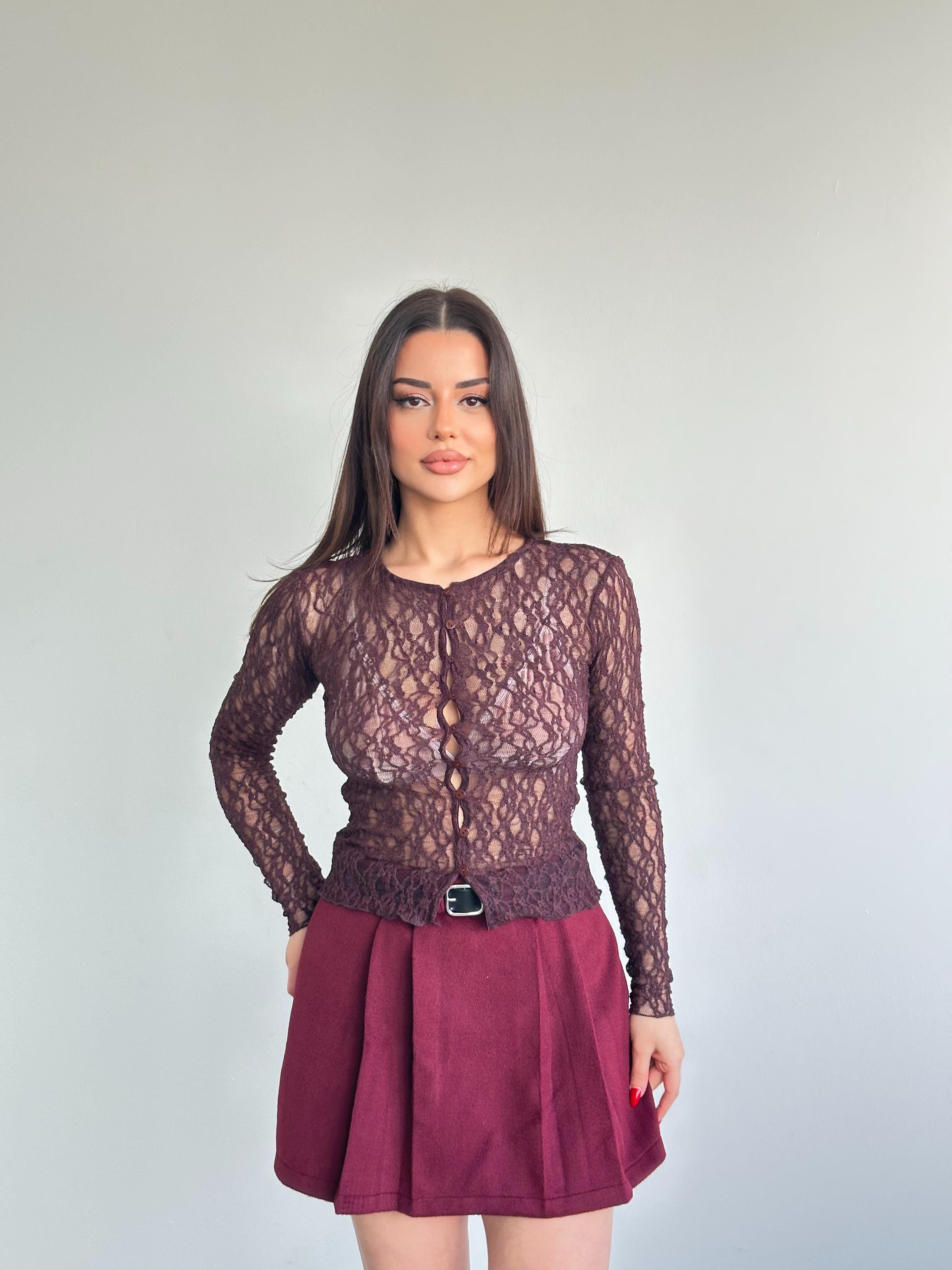 Dantel Düğmeli Bluz