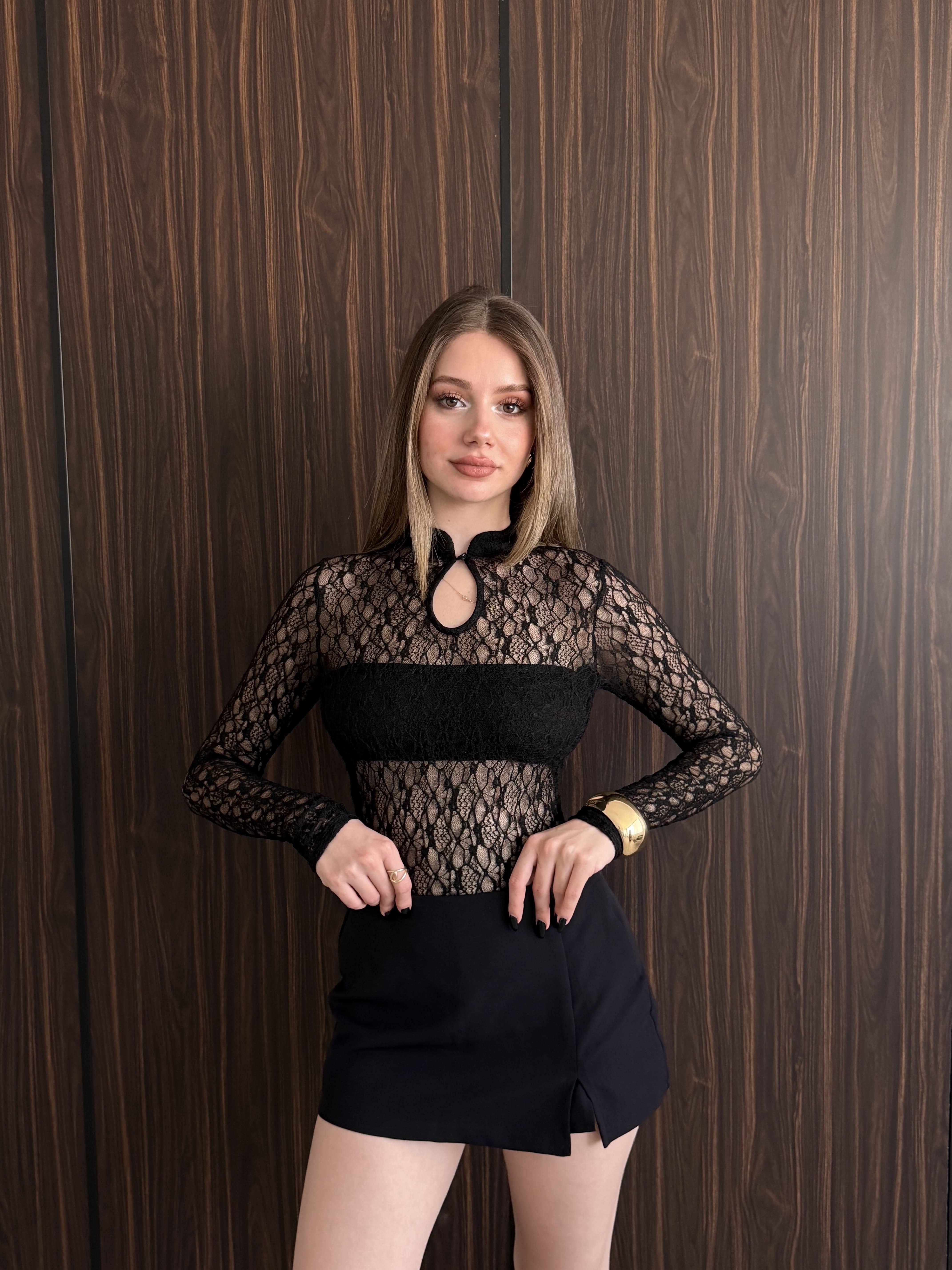 Dantel Sırt Dekolte Bodysuit