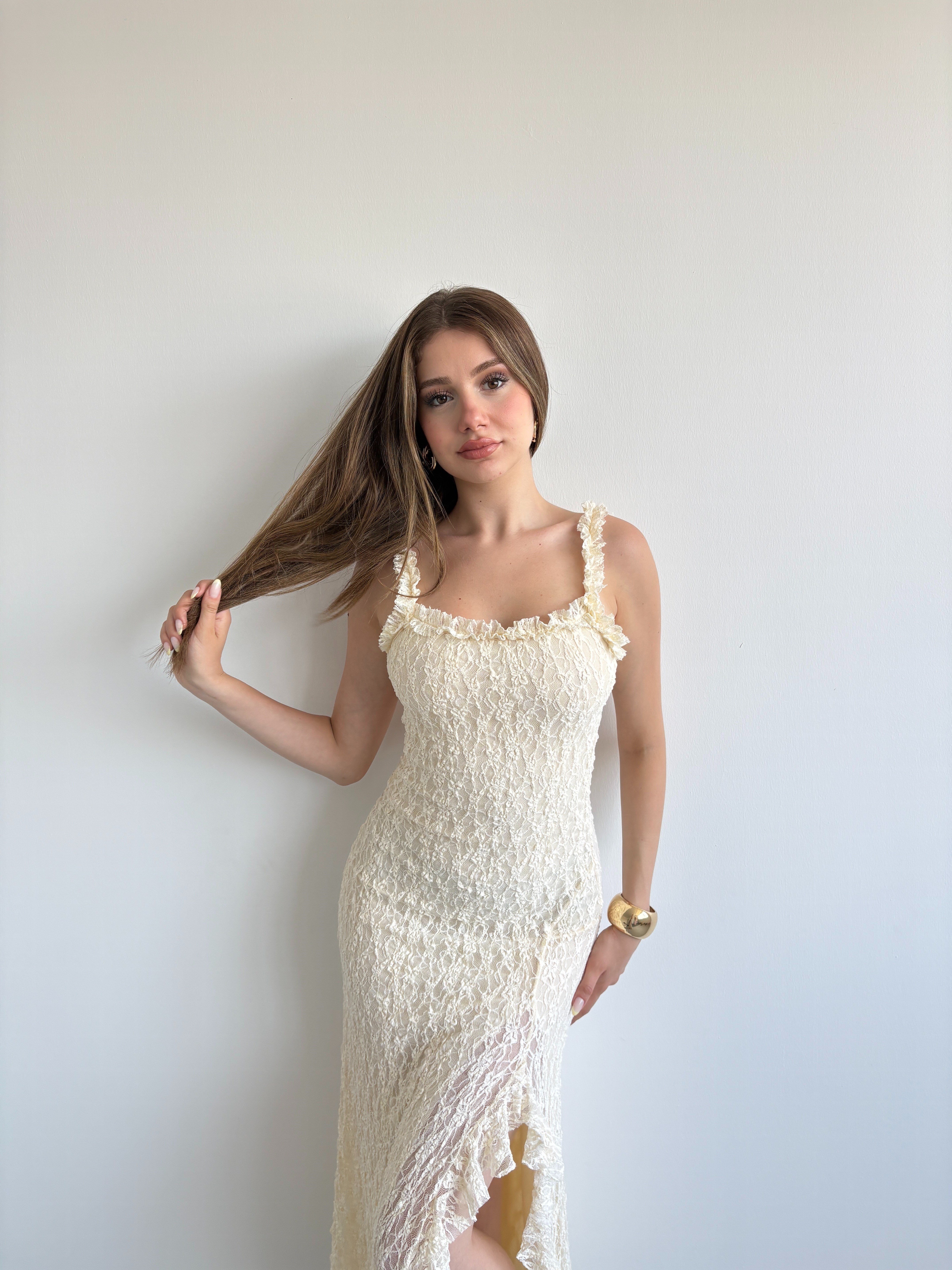 Dantelli Sırt Detay Elbise