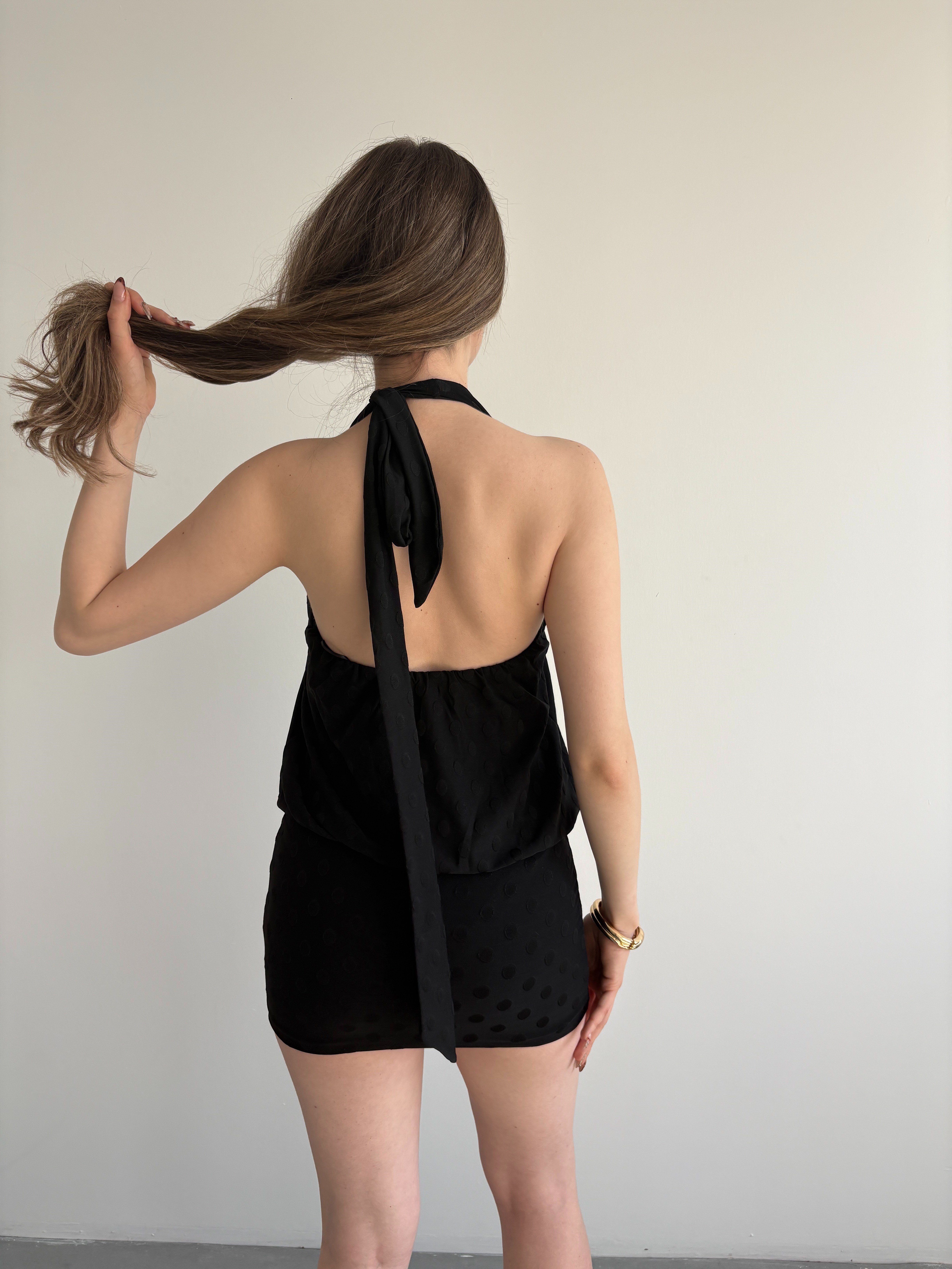 Desenli Halter Elbise