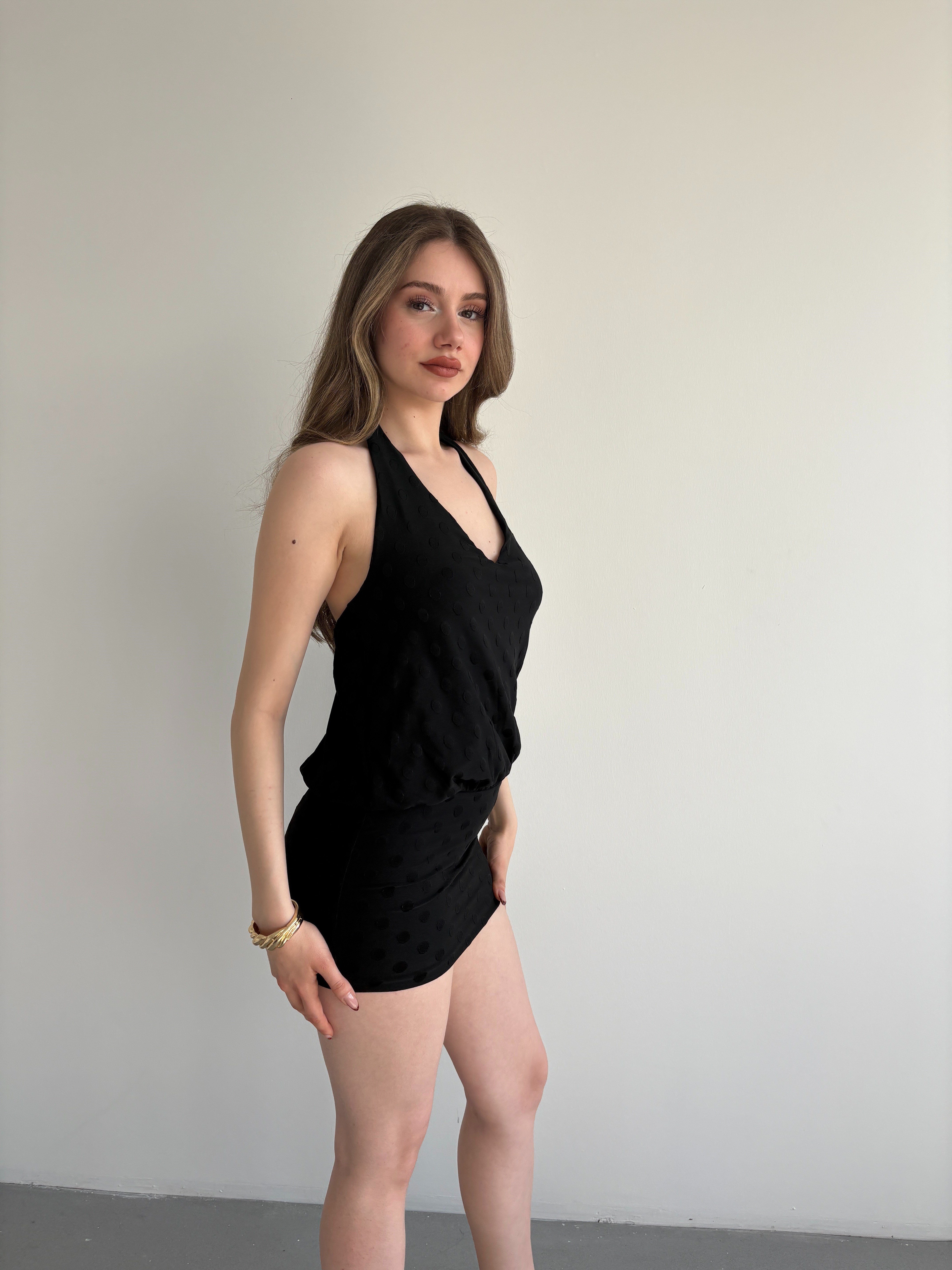 Desenli Halter Elbise