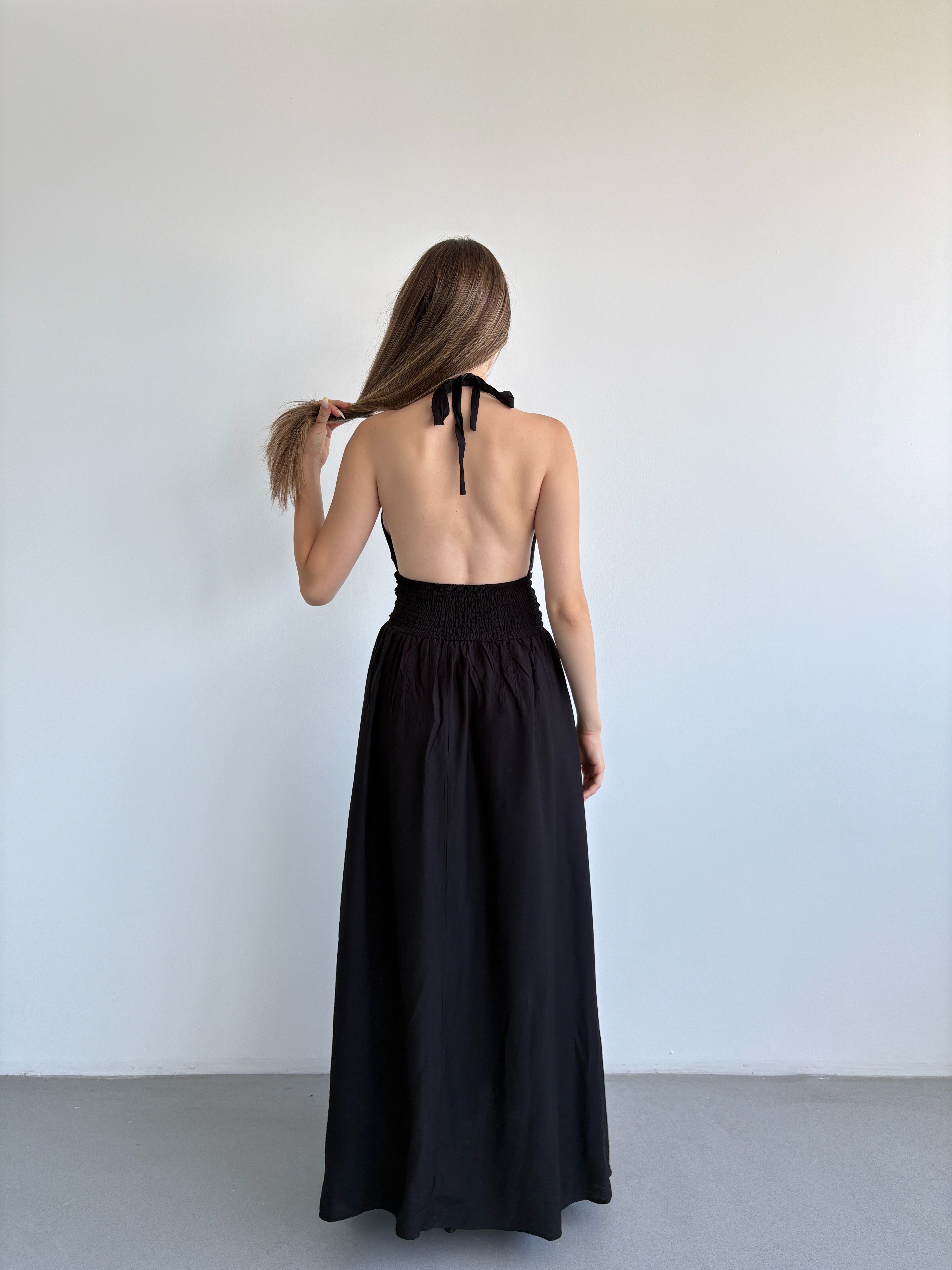 Düğme Halter Çilek Elbise
