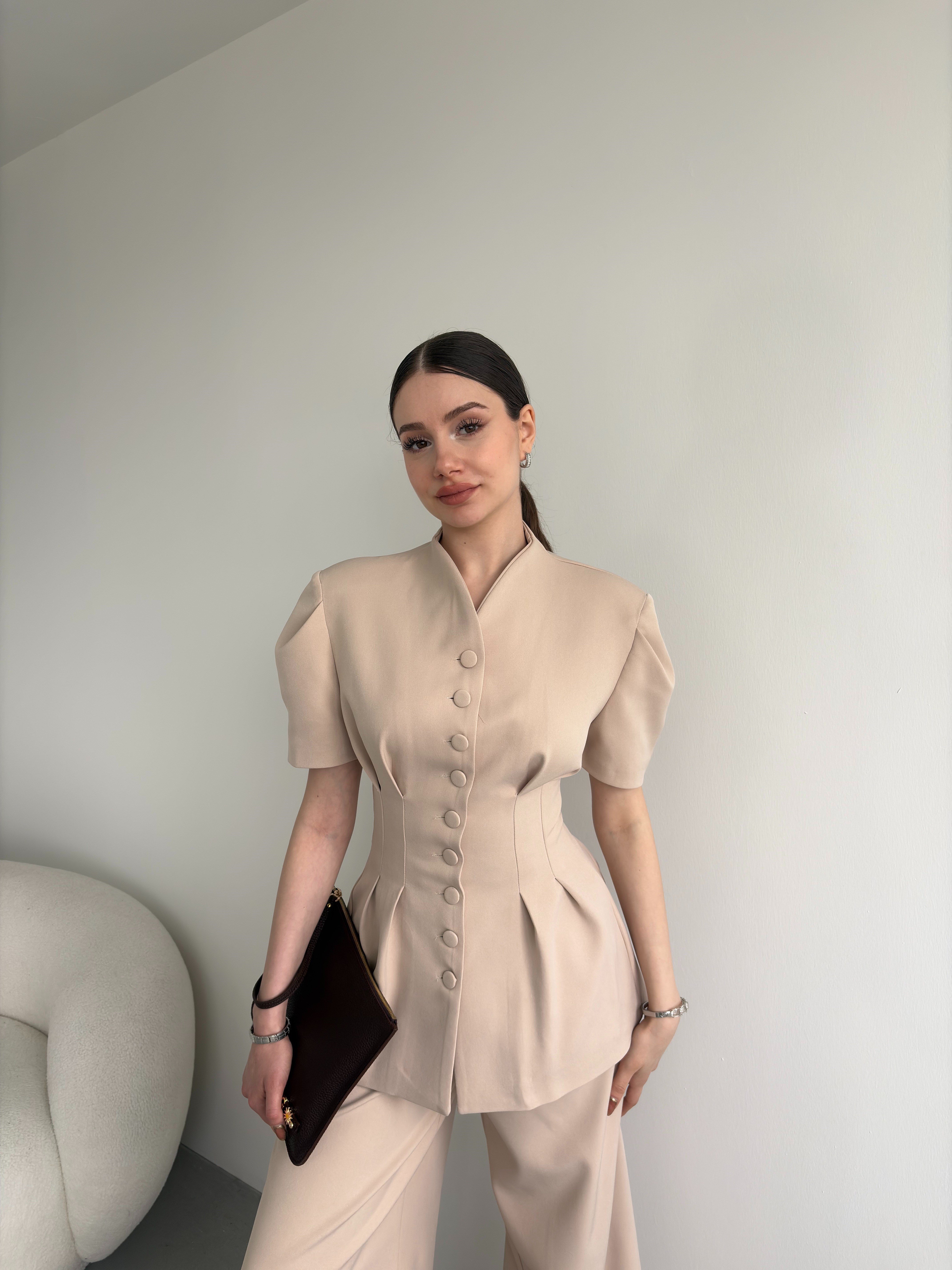 Düğmeli Büzgü Premium Takım