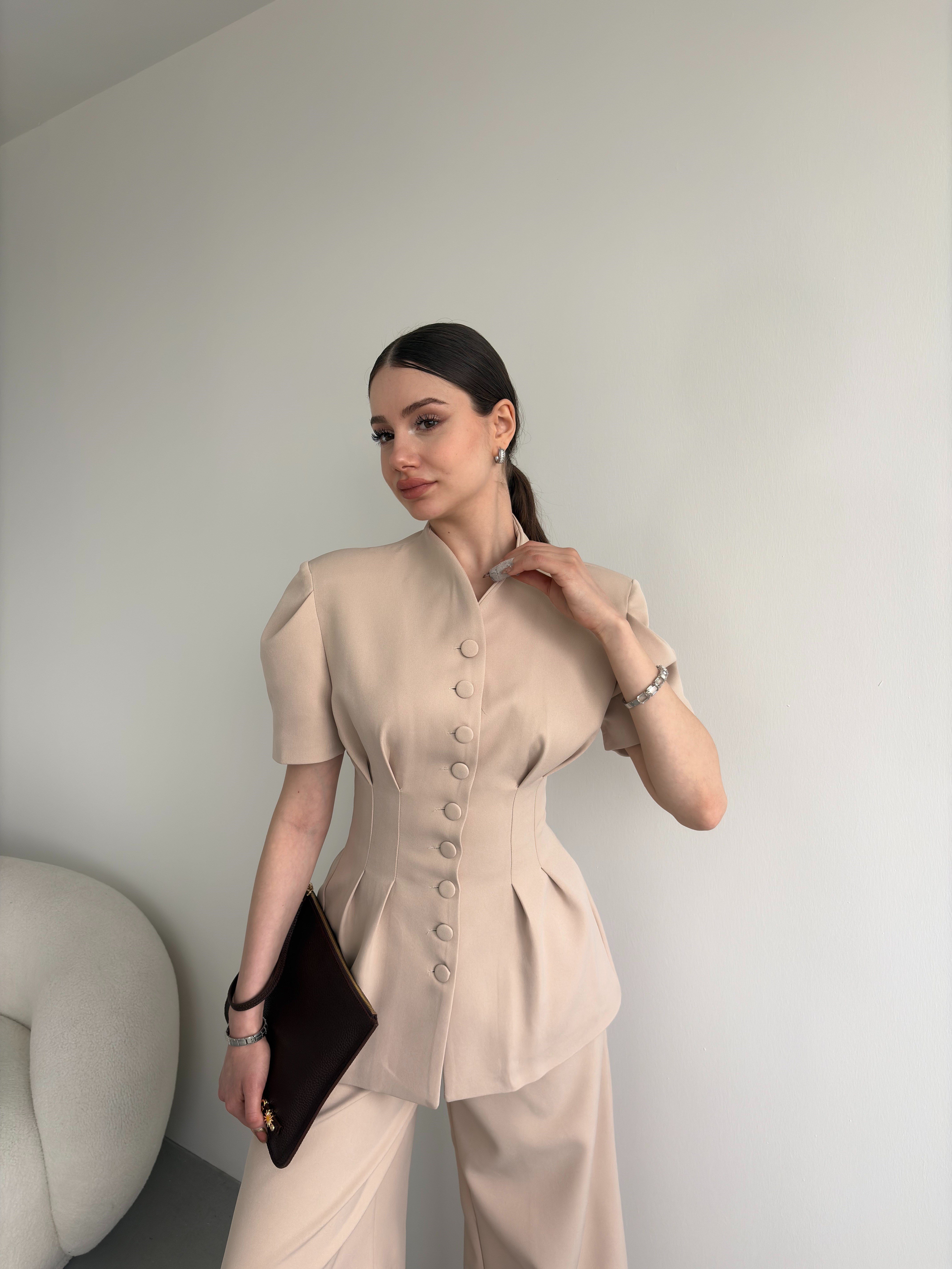 Düğmeli Büzgü Premium Takım