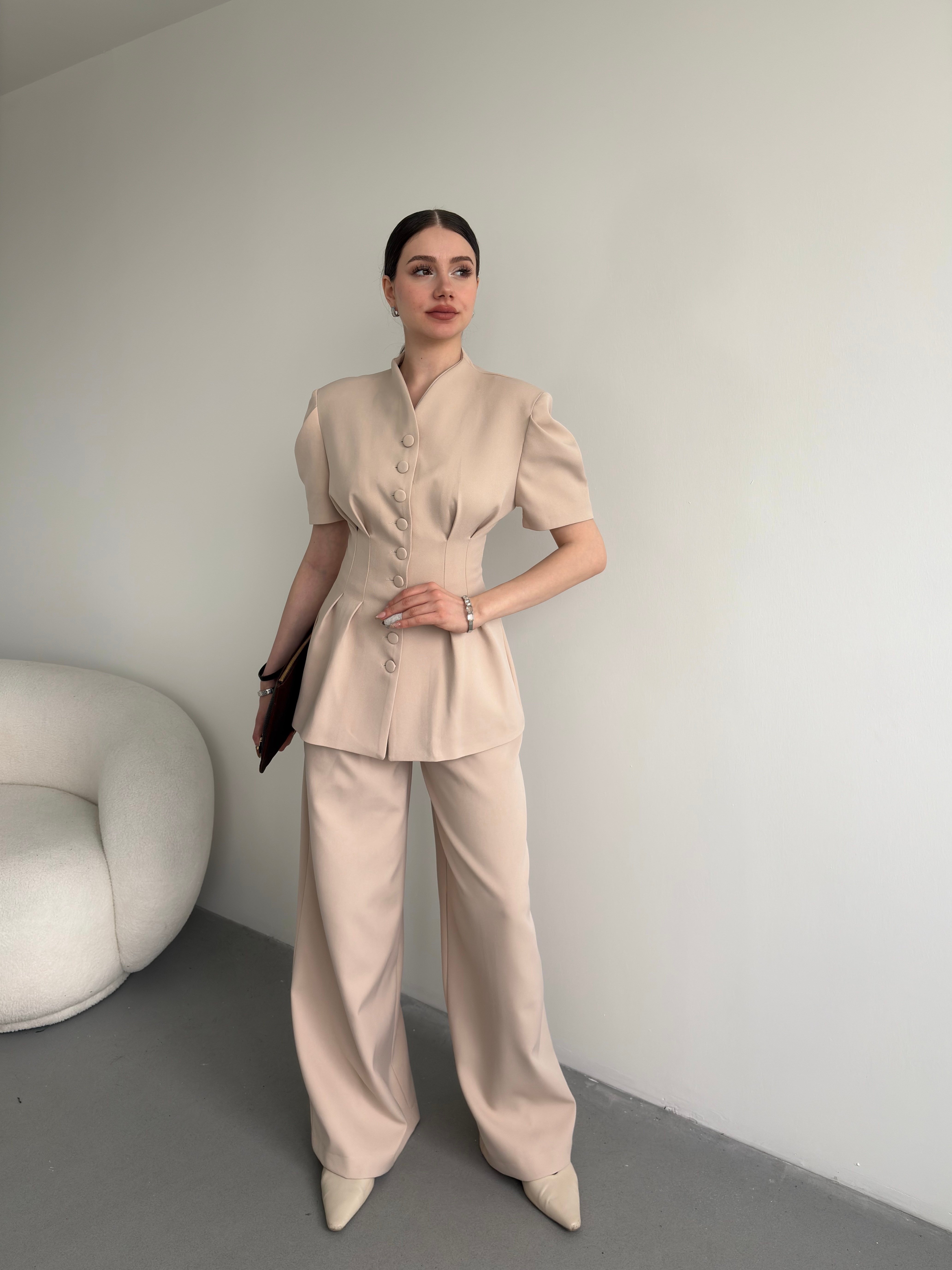 Düğmeli Büzgü Premium Takım