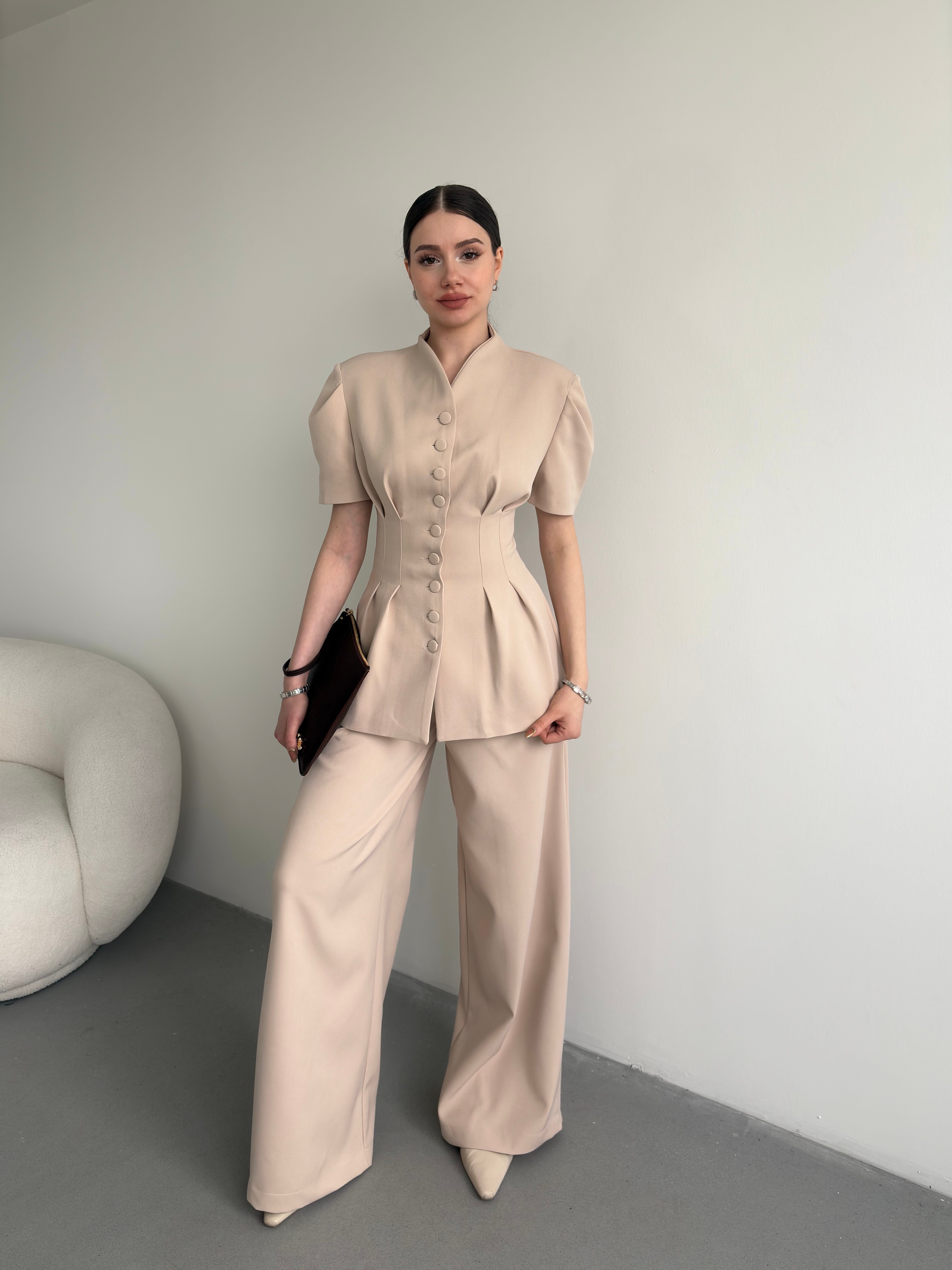 Düğmeli Büzgü Premium Takım