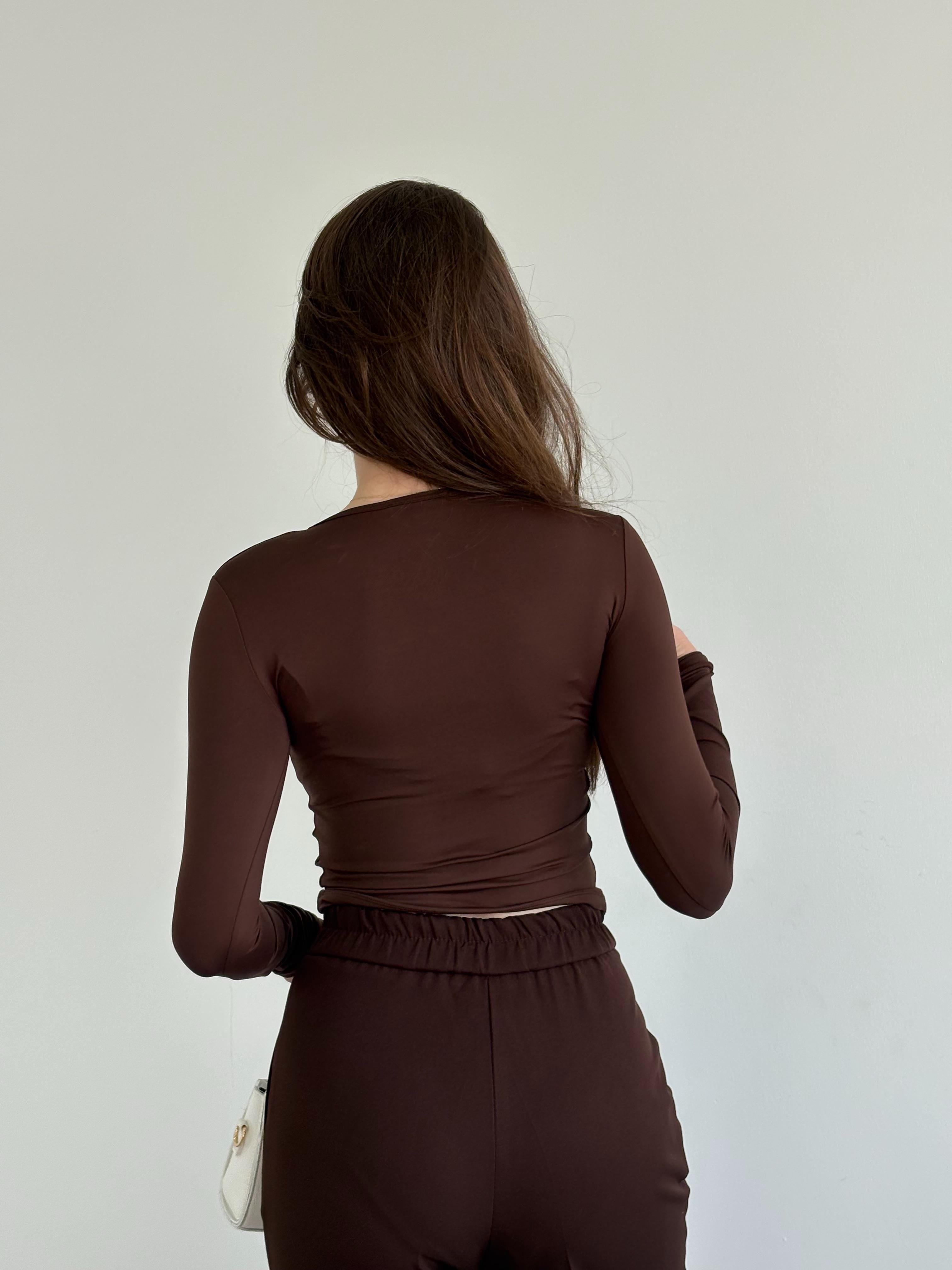 Düğmeli Poliamid Crop