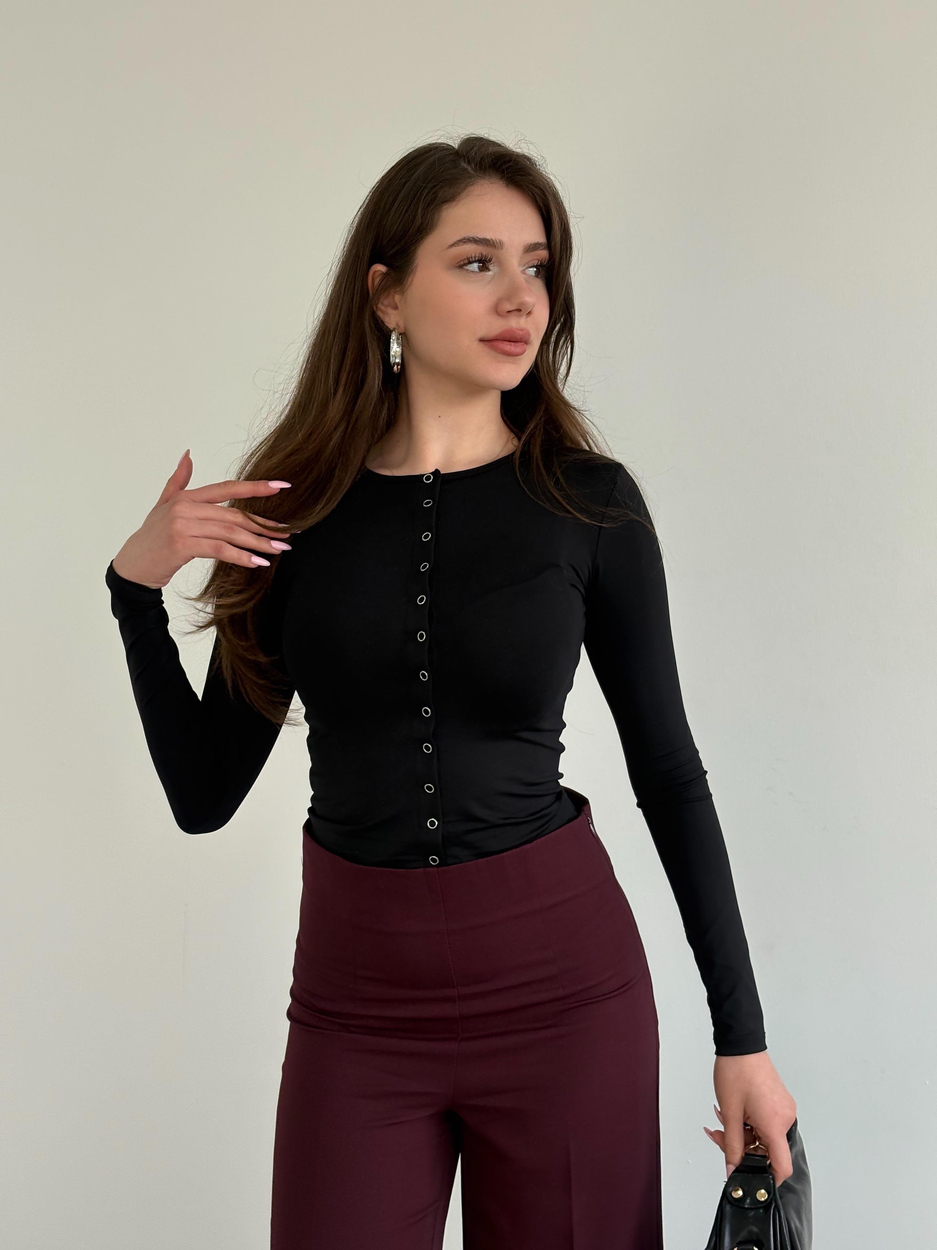 Düğmeli Poliamid Crop