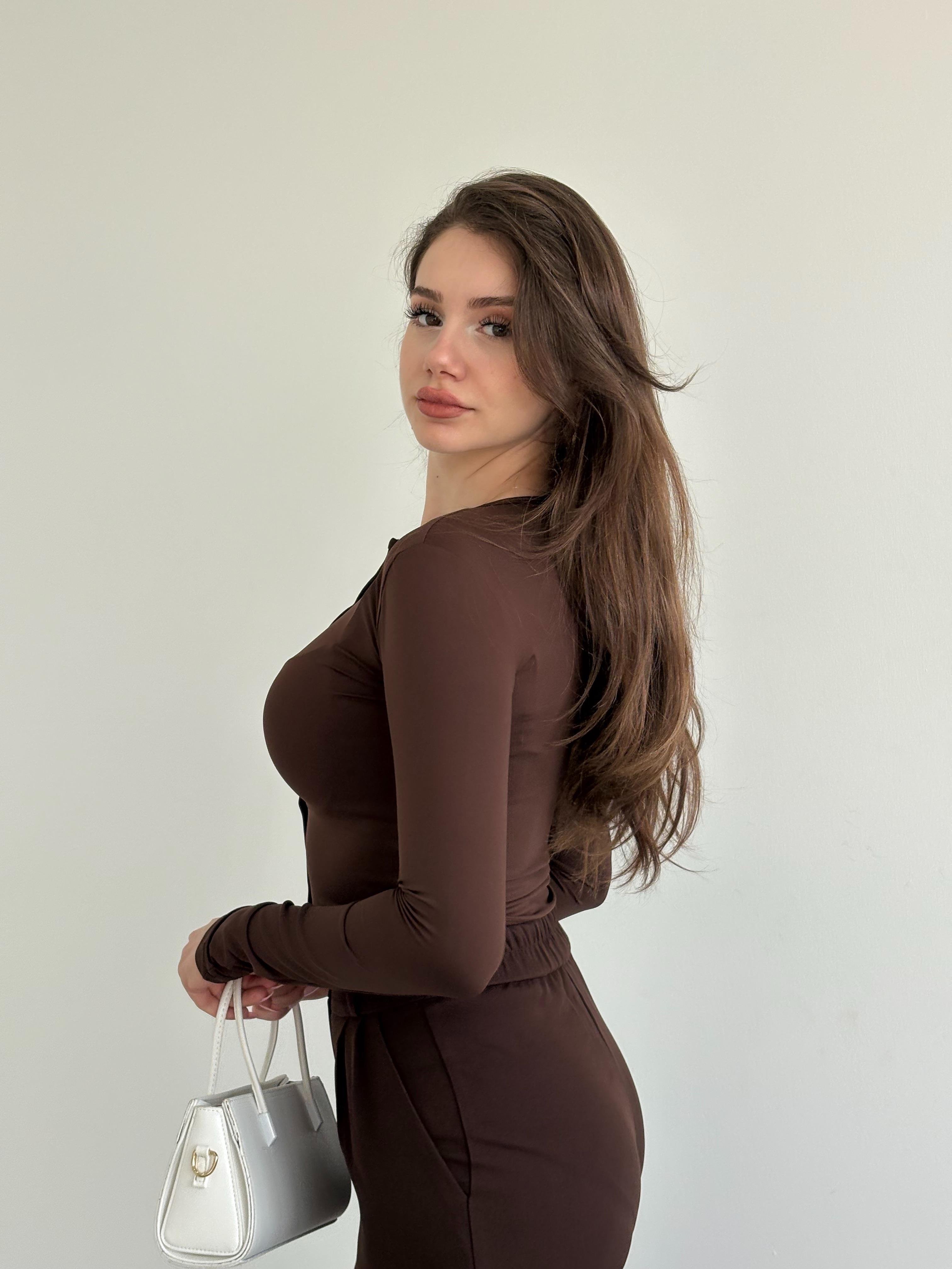 Düğmeli Poliamid Crop