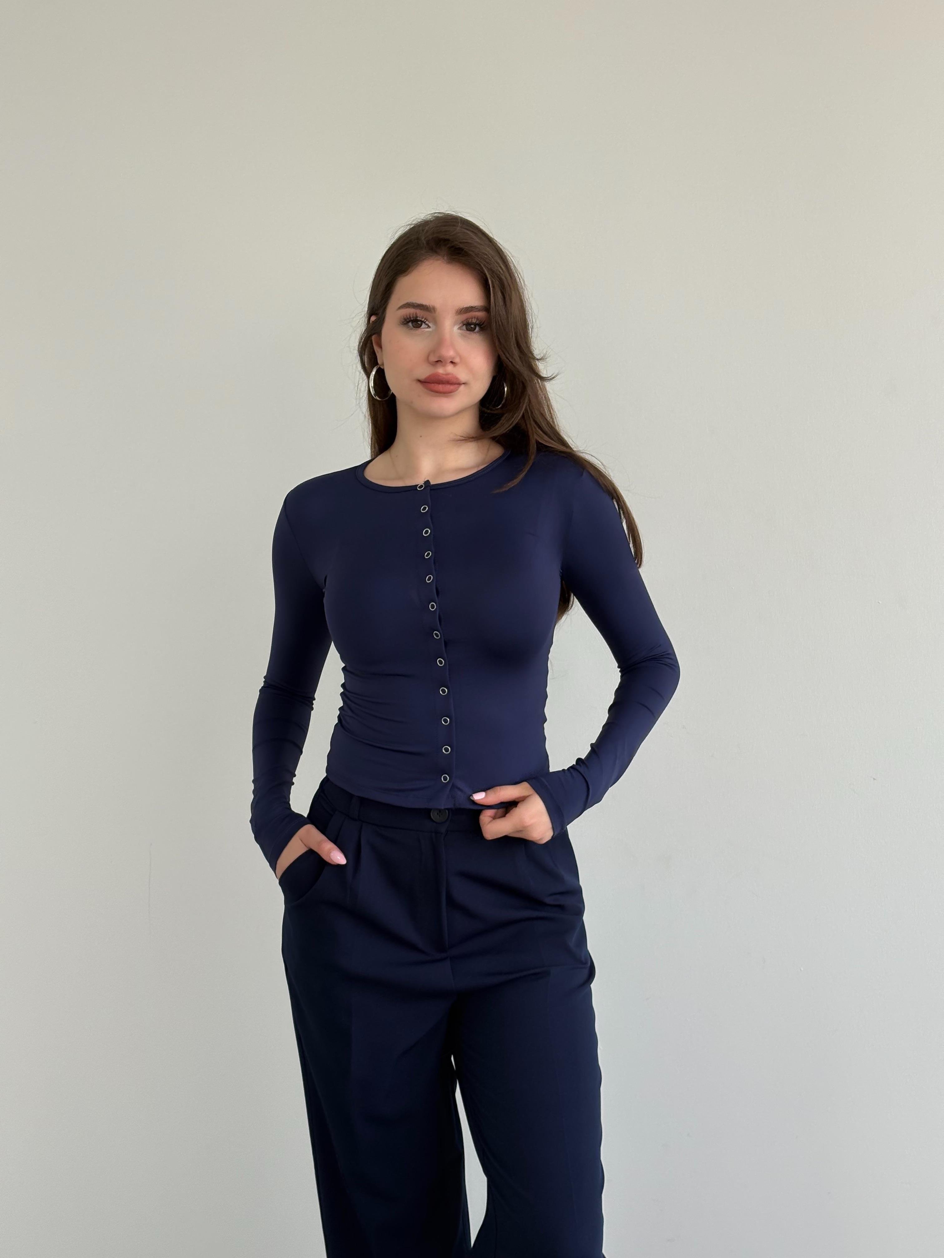 Düğmeli Poliamid Crop