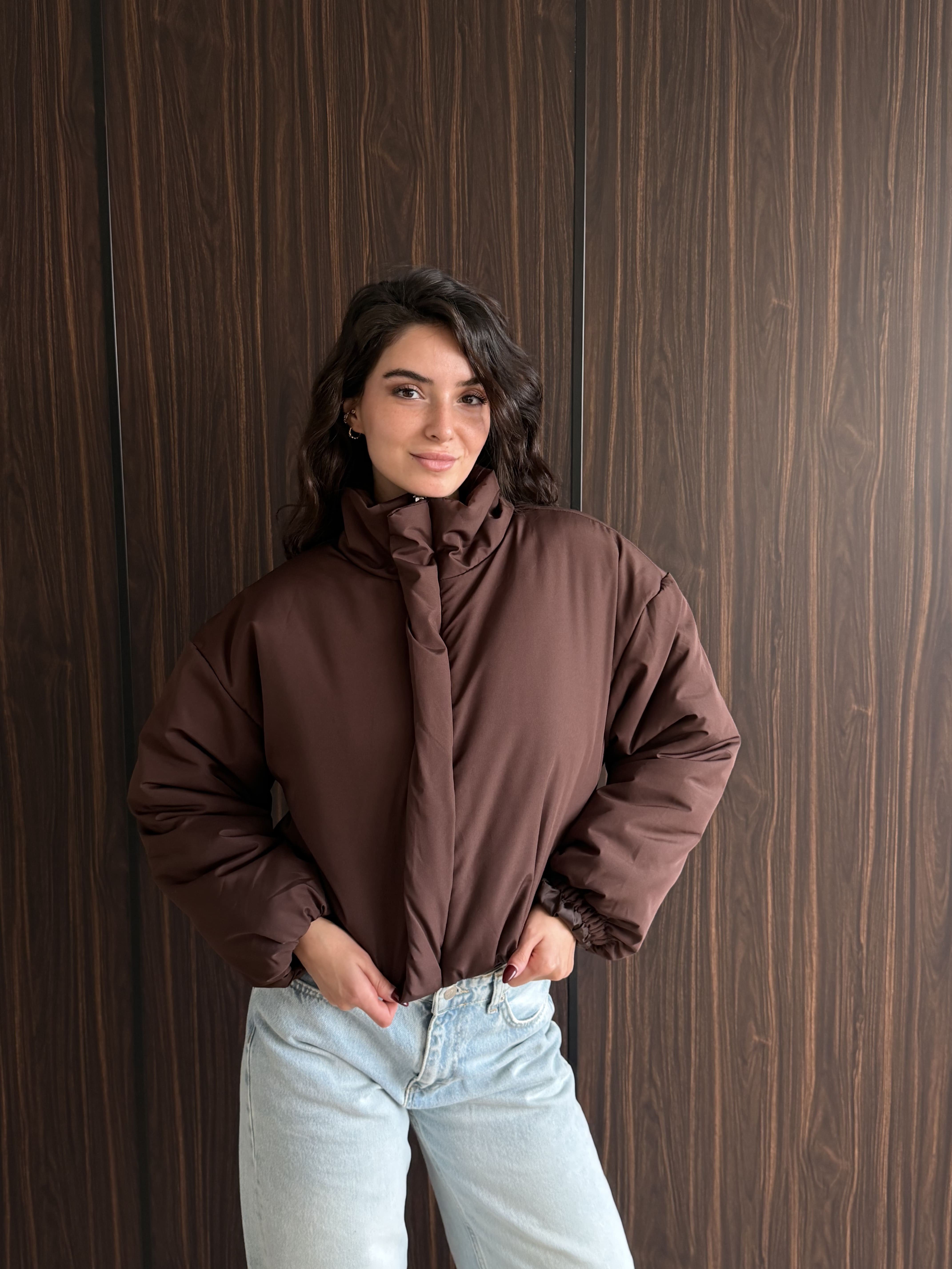 Fermuarlı Crop Mont