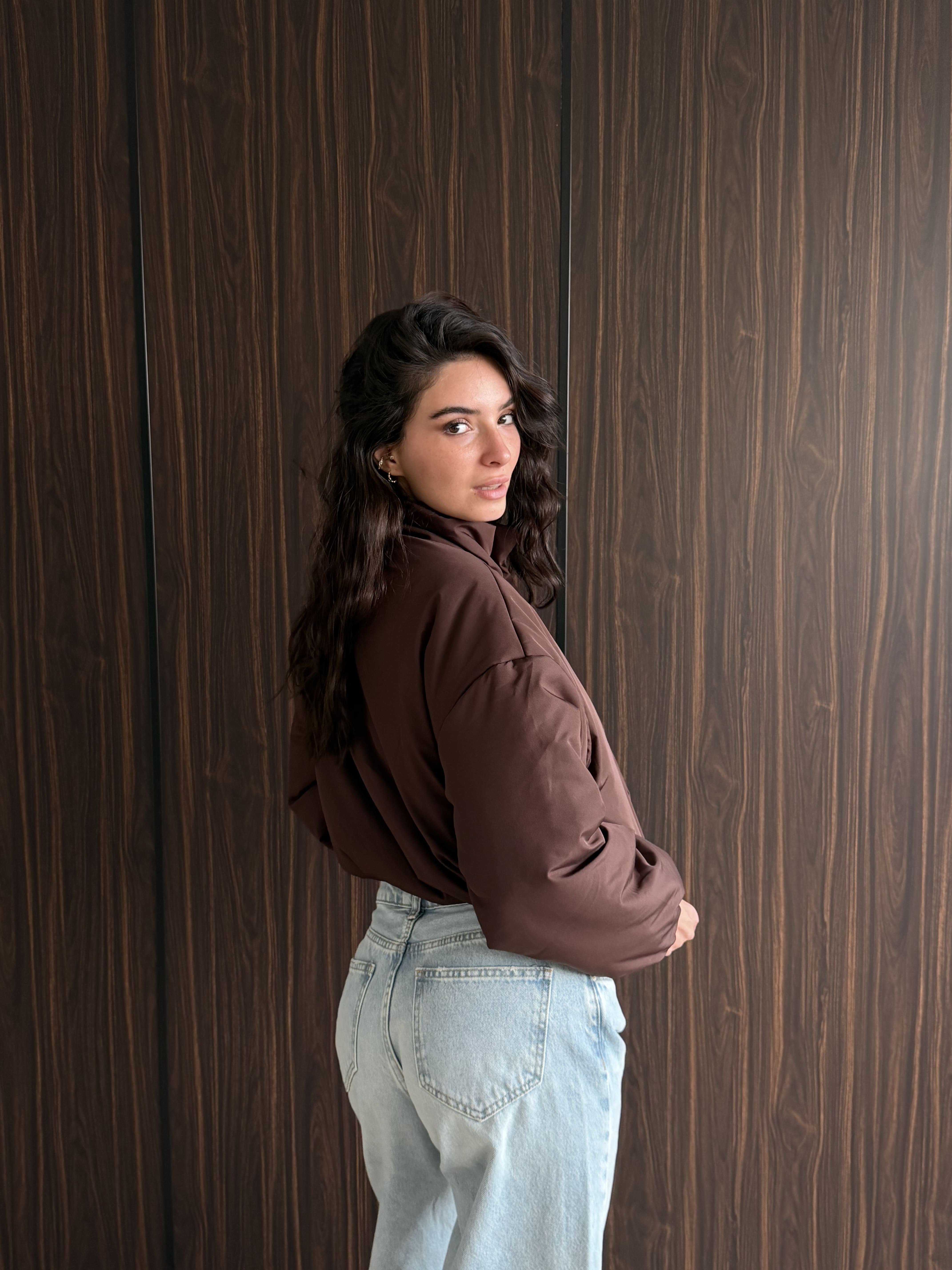 Fermuarlı Crop Mont