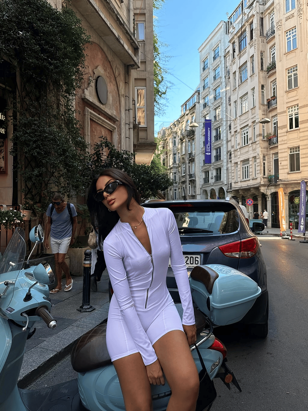 Fermuarlı Parmak Detay Tulum