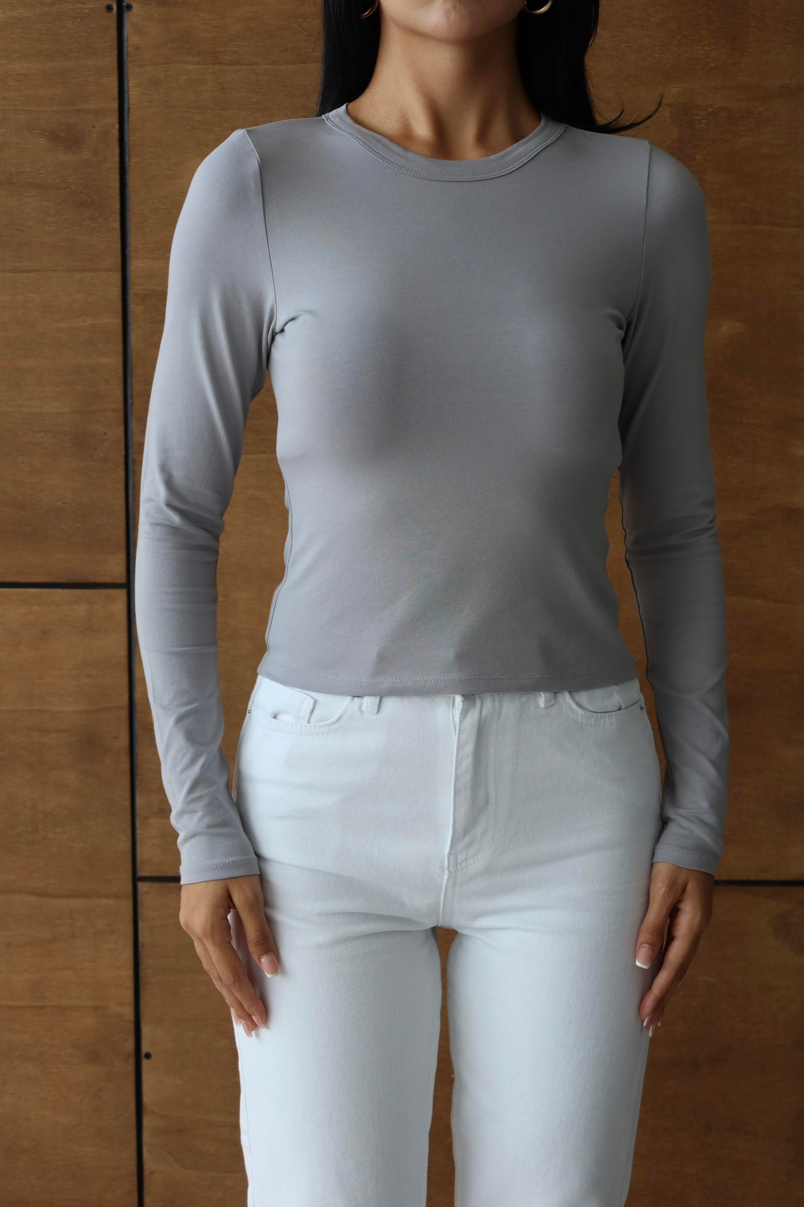 Fitilli Basic Crop Gri