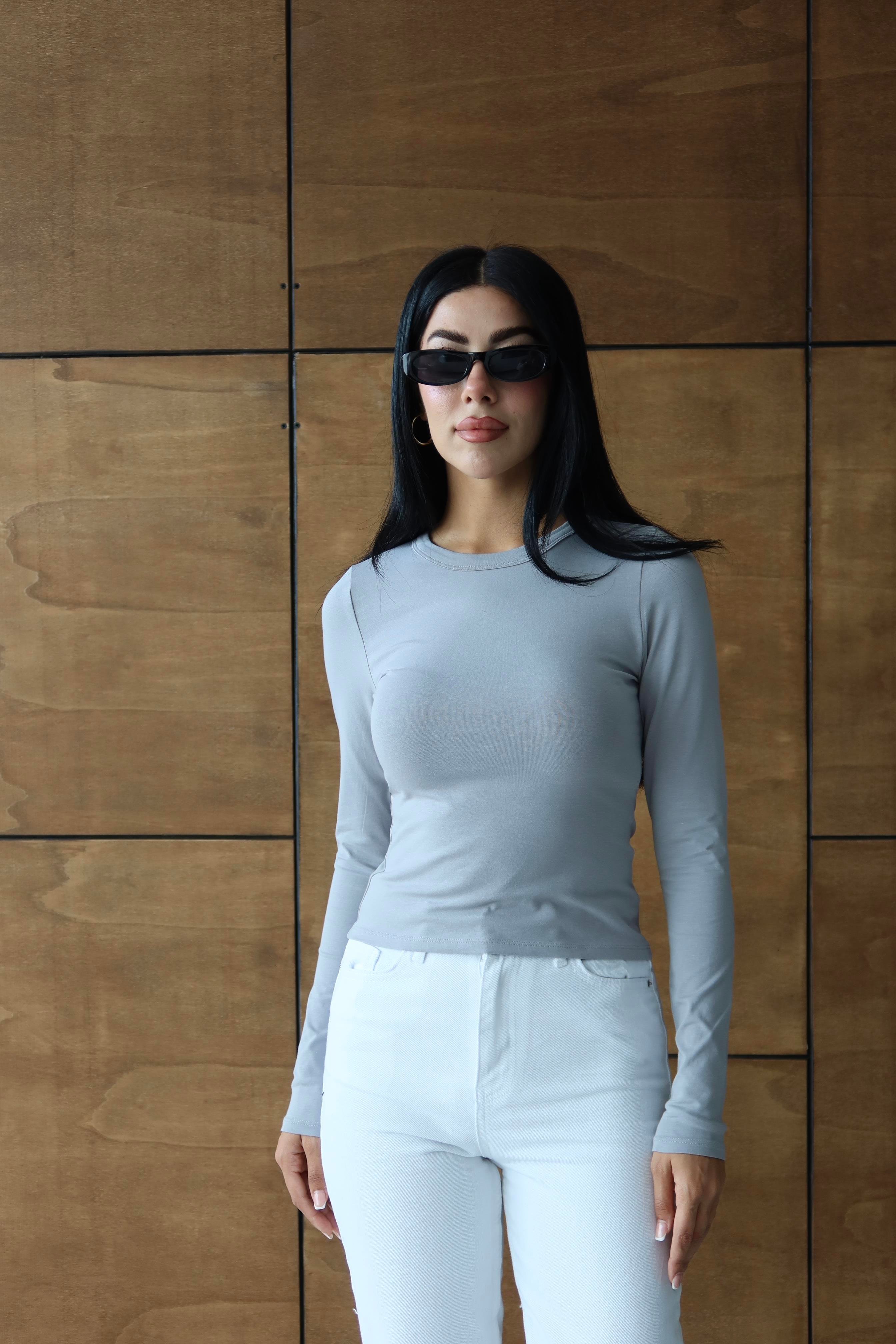 Fitilli Basic Crop Gri