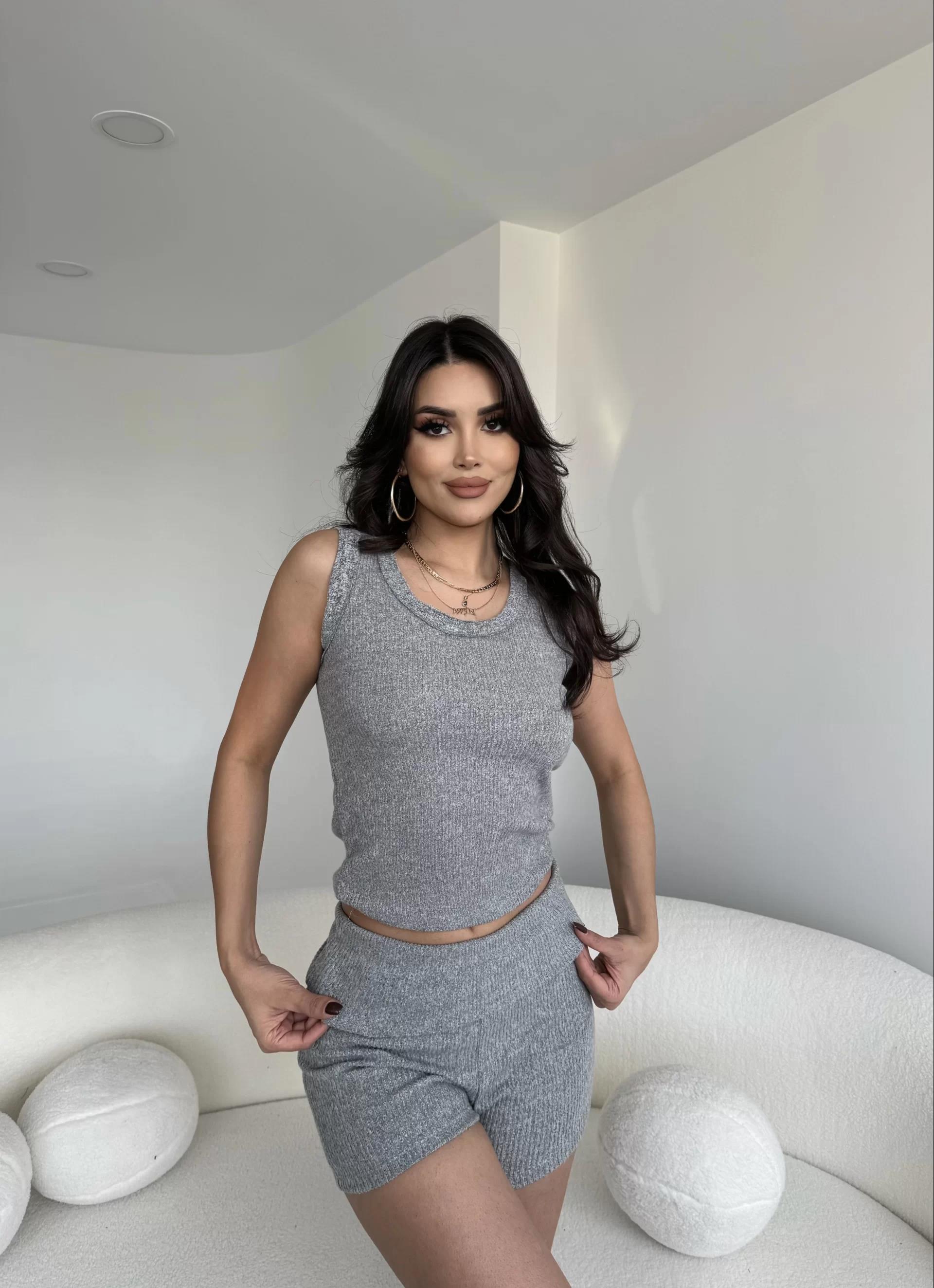 Fitilli Şort Crop Basic Takım