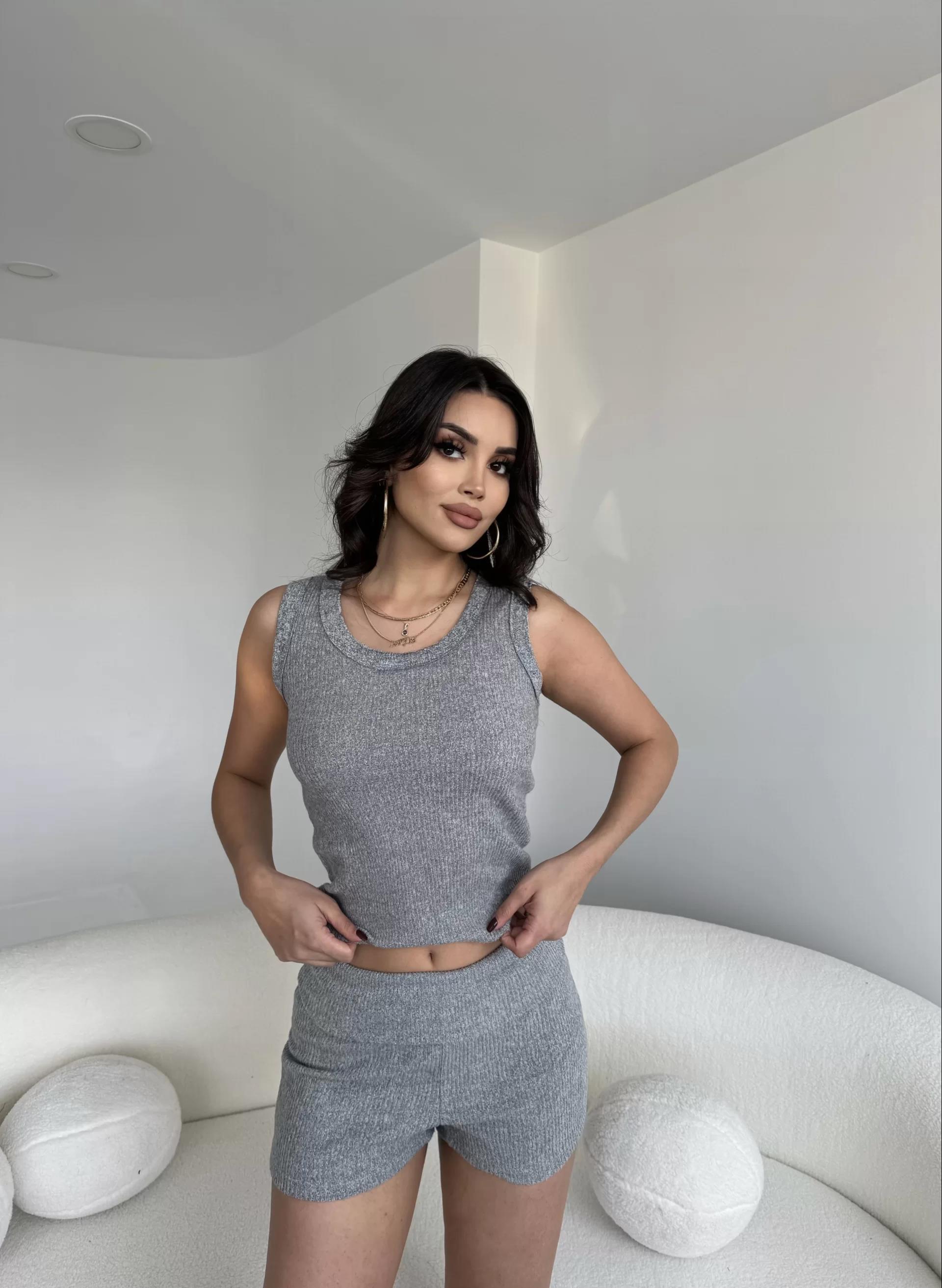 Fitilli Şort Crop Basic Takım