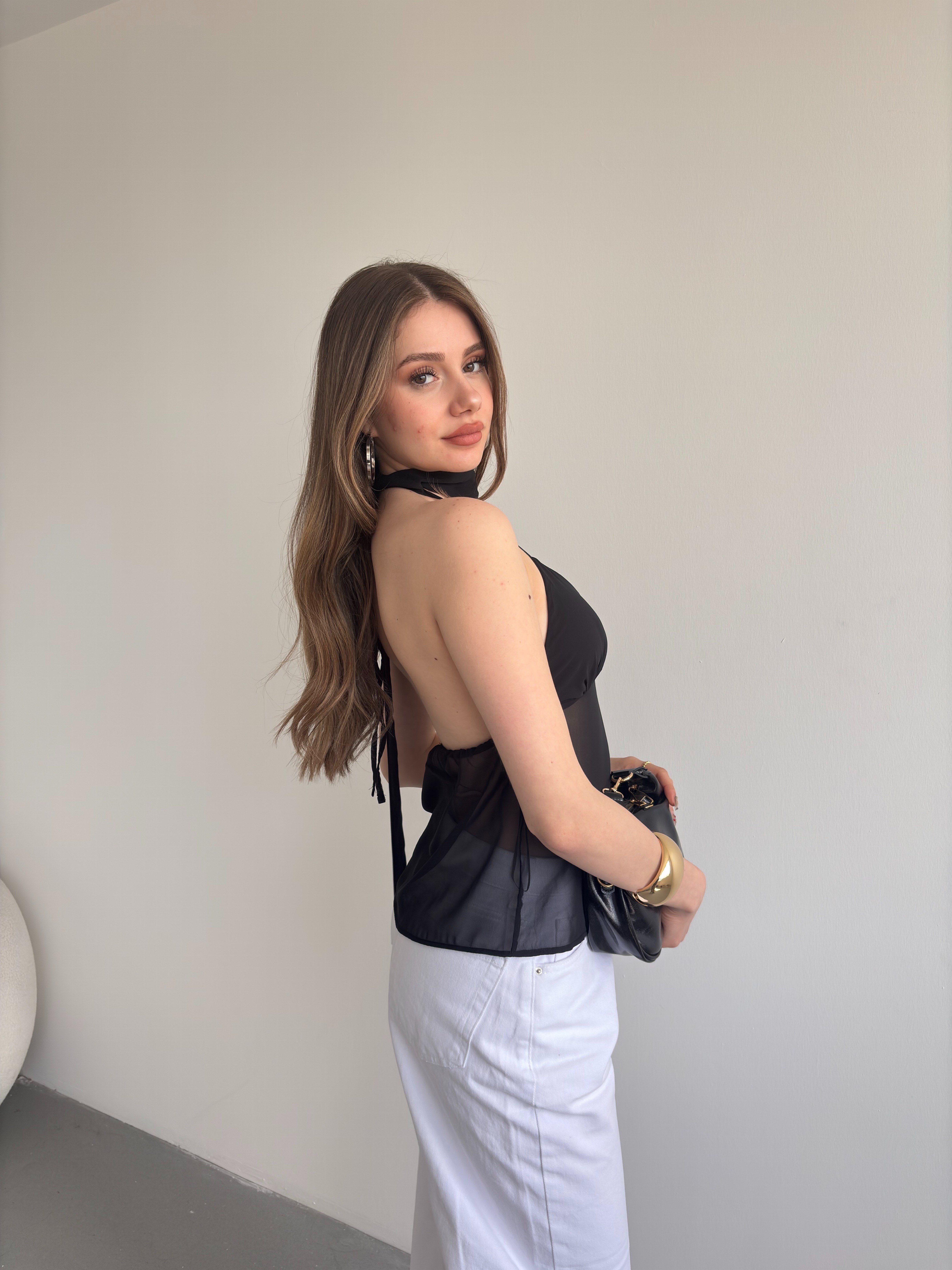 Fularlı Şİfon Bluz 