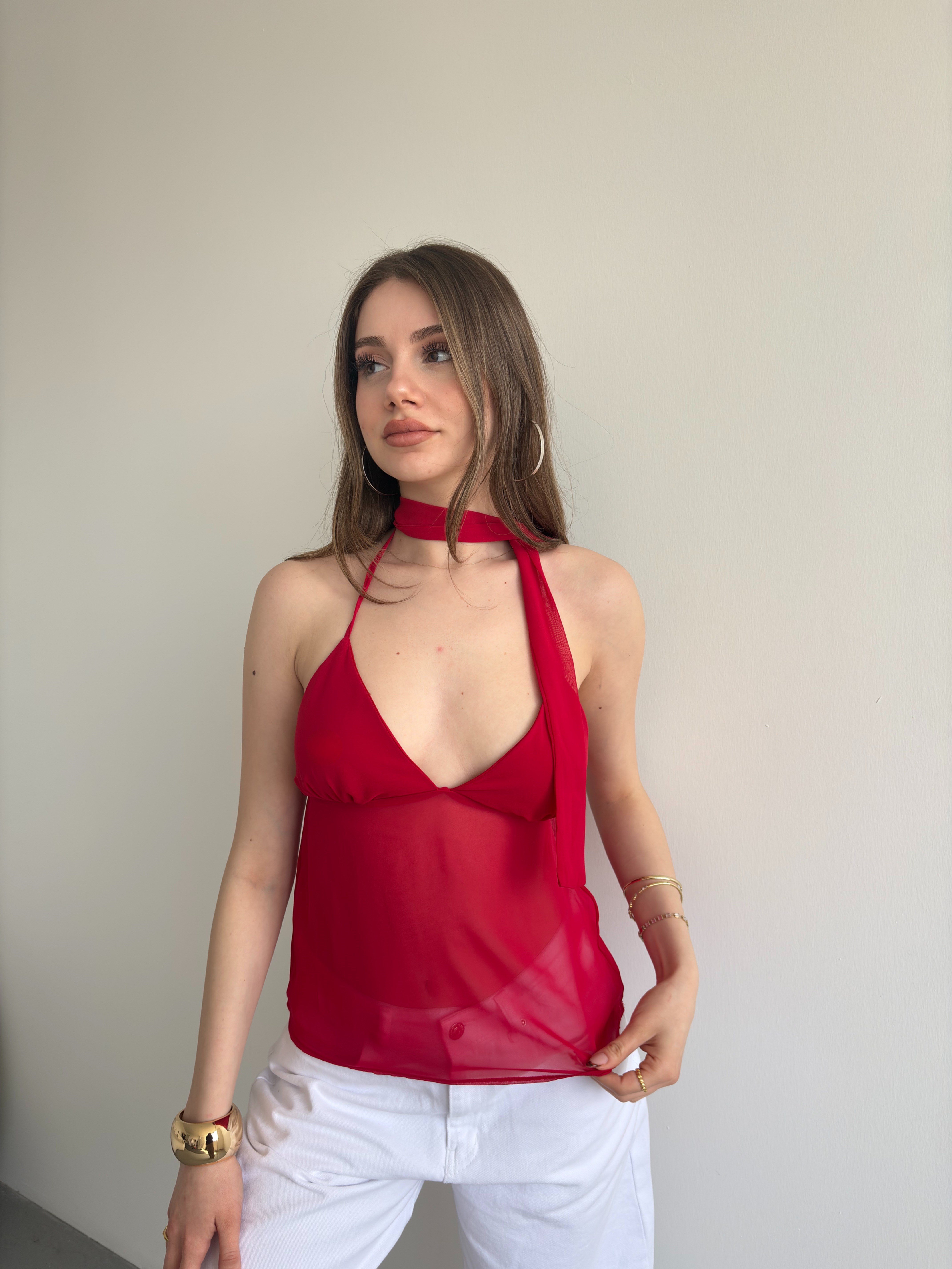 Fularlı Şİfon Bluz 